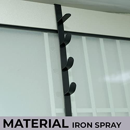 Kuber Industries 5-Level Cloth Hanger|Multipurpose Cloth & Towel Holder|Iron Spray Material|Easy Installation|Interchangeable Over The Door Towel Holder|ZT-3115|Pack of 1|Black