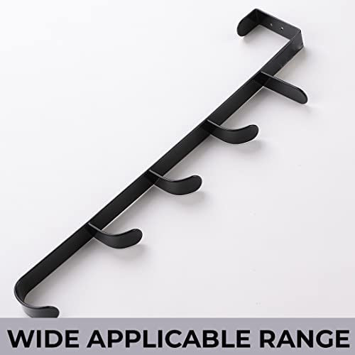 Kuber Industries 5-Level Cloth Hanger|Multipurpose Cloth & Towel Holder|Iron Spray Material|Easy Installation|Interchangeable Over The Door Towel Holder|ZT-3115|Pack of 1|Black