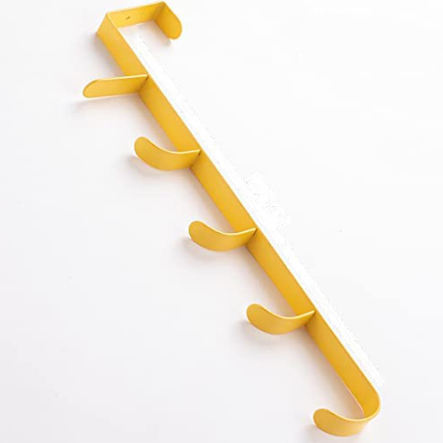 Kuber Industries 5-Level Cloth Hanger|Multipurpose Cloth & Towel Holder|Iron Spray Material|Easy Installation|Interchangeable Over The Door Towel Holder|ZT-3115(Y)|Yellow