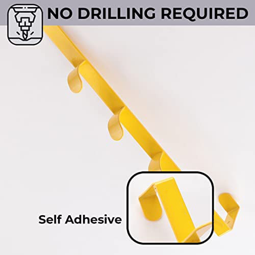 Kuber Industries 5-Level Cloth Hanger|Multipurpose Cloth & Towel Holder|Iron Spray Material|Easy Installation|Interchangeable Over The Door Towel Holder|ZT-3115(Y)|Yellow
