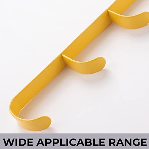 Kuber Industries 5-Level Cloth Hanger|Multipurpose Cloth & Towel Holder|Iron Spray Material|Easy Installation|Interchangeable Over The Door Towel Holder|ZT-3115(Y)|Yellow