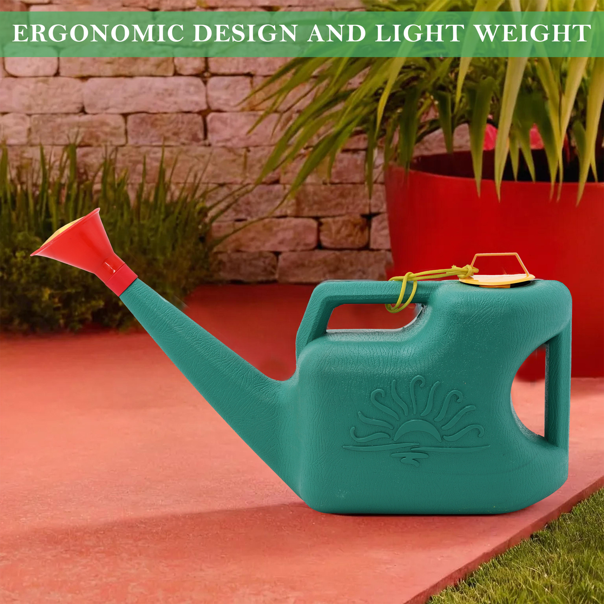 Kuber Industries 5 Liters Plastic Plant Watering Can with Sprinkler for Indoor  Outdoor Use  Hand Plant Sprayer for Home Garden - Ideal for Flower Tree  Lawn Water Pouring  Green