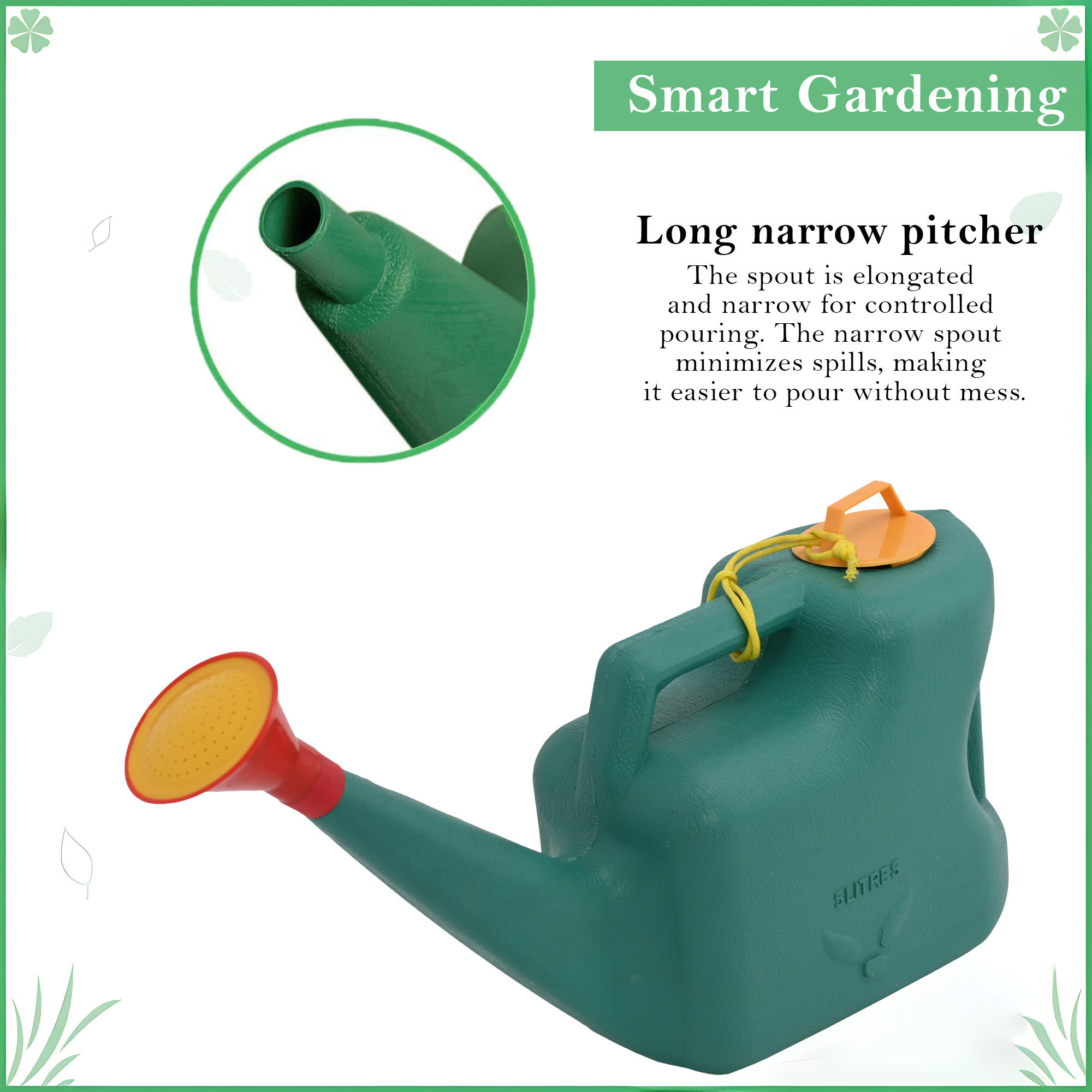 Kuber Industries 5 Liters Plastic Plant Watering Can with Sprinkler for Indoor  Outdoor Use  Hand Plant Sprayer for Home Garden - Ideal for Flower Tree  Lawn Water Pouring  Green