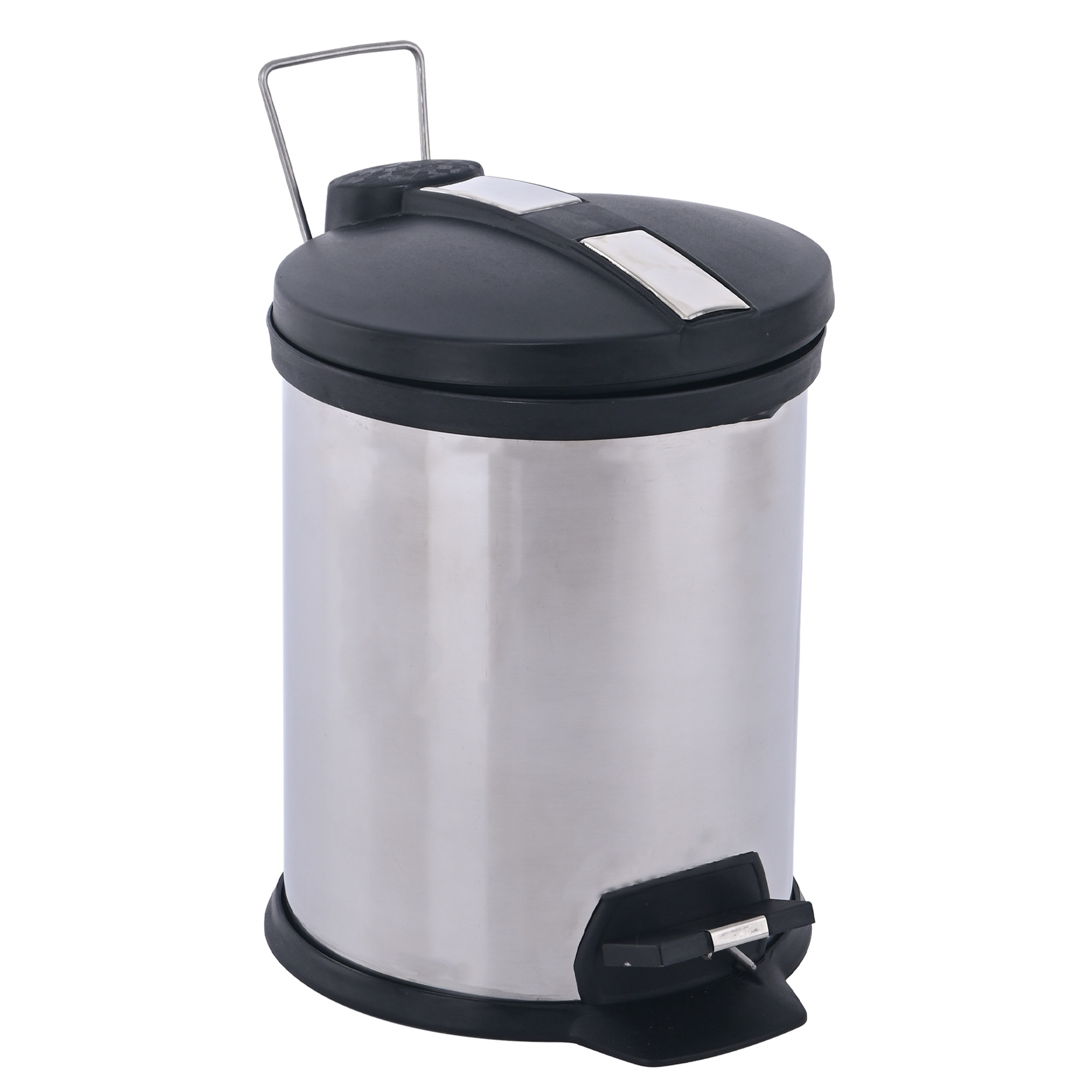 Kuber Industries 5 Ltr Stainless Steel Pedal Dustbin for Home and Kitchen  Trash Can Dustbins with Basket  Close Lid  Waste Garbage Bin for Bedroom Washroom  Office - Silver  Black