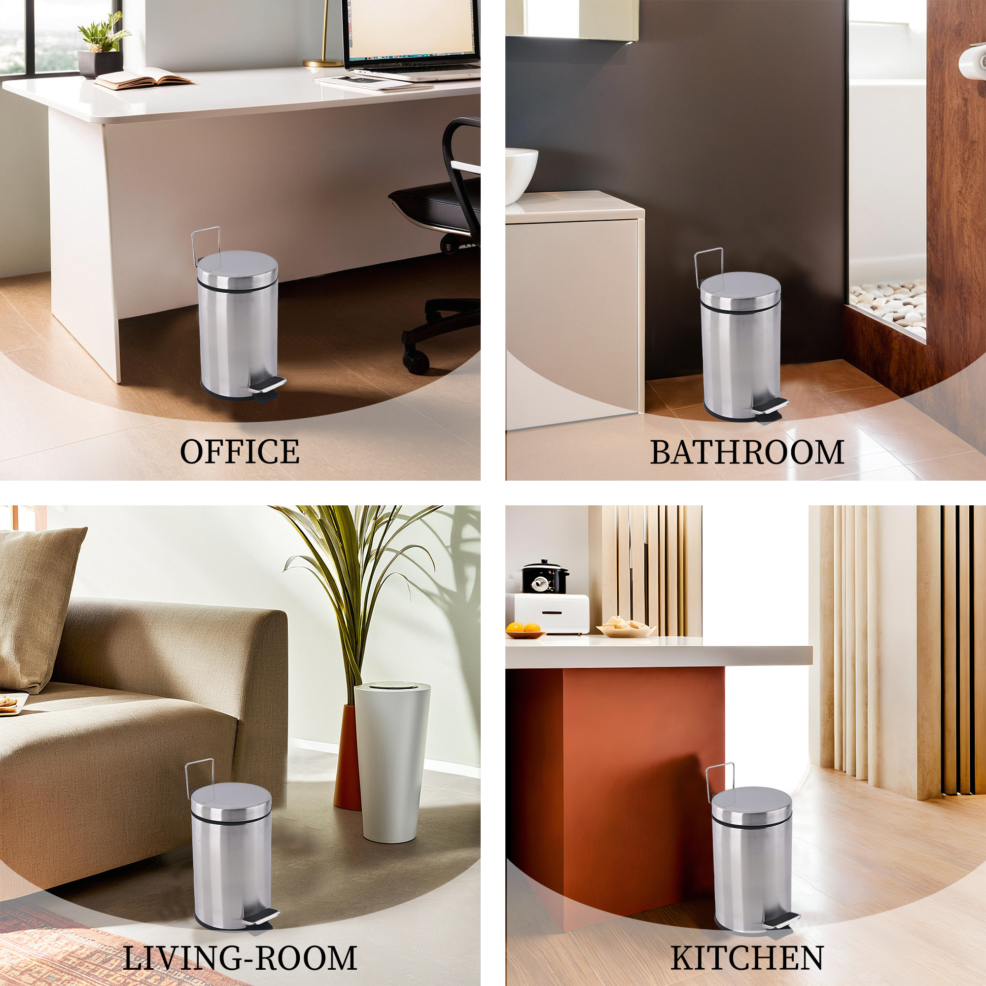 Kuber Industries 5 Ltr Stainless Steel Pedal Dustbin for Home and Kitchen  Trash Can Dustbins with Basket  Close Lid  Waste Garbage Bin for Bedroom Washroom  Office - Silver