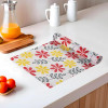 5 Meter EVA Anti Slip Kitchen Shelf Mats Roll | Shelf Liners for Kitchen Shelves &amp; Fridge | Multipurpose Cupboard Sheets for Wardrobes &amp; Drawers | Flower S5 - White