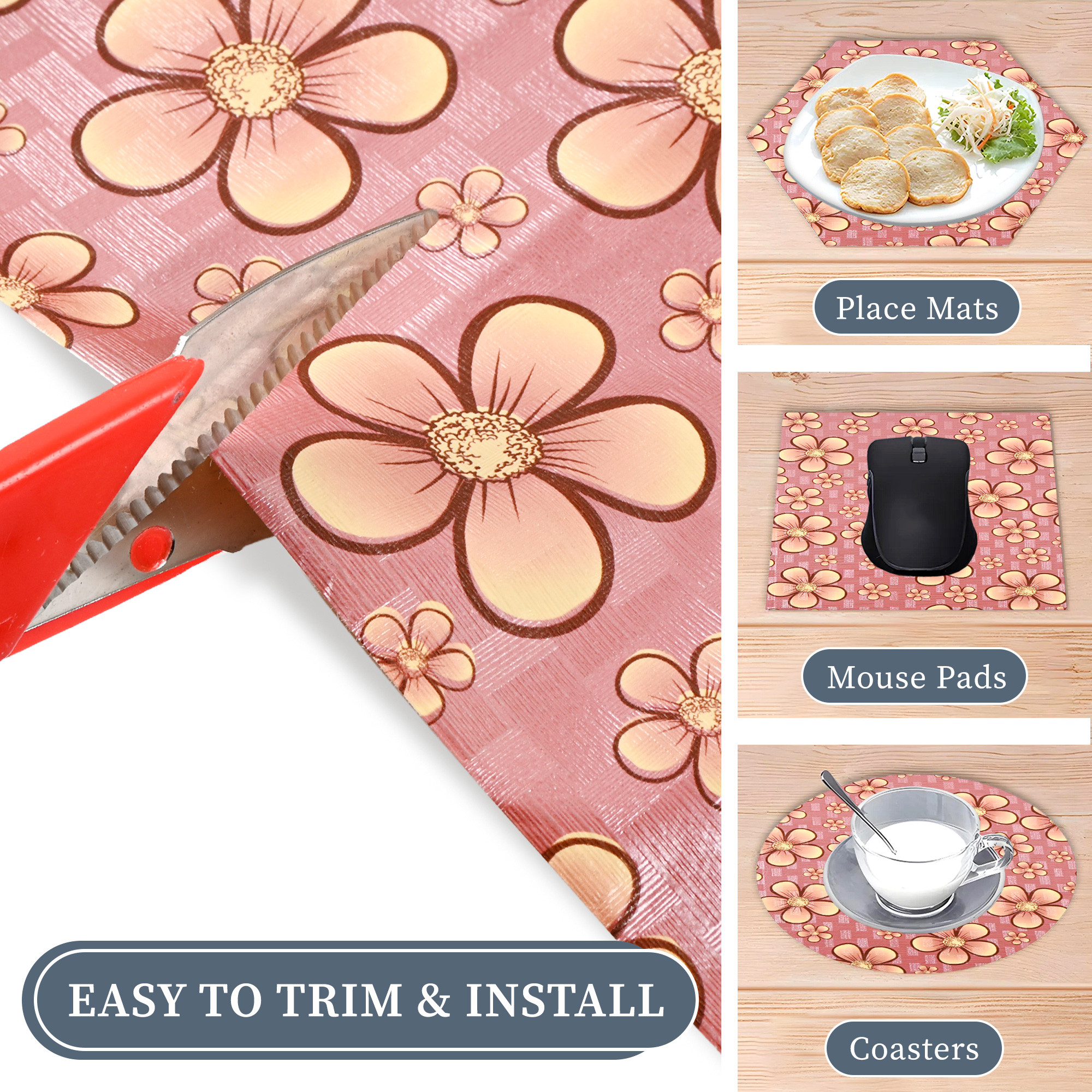 Kuber Industries 5 Meter PVC Anti Slip Roll  Shelf Liners for Kitchen Shelves  Cupboard Liners for Wardrobe  Drawer MatsSheets for Cabinets  Yellow Flower - Purple