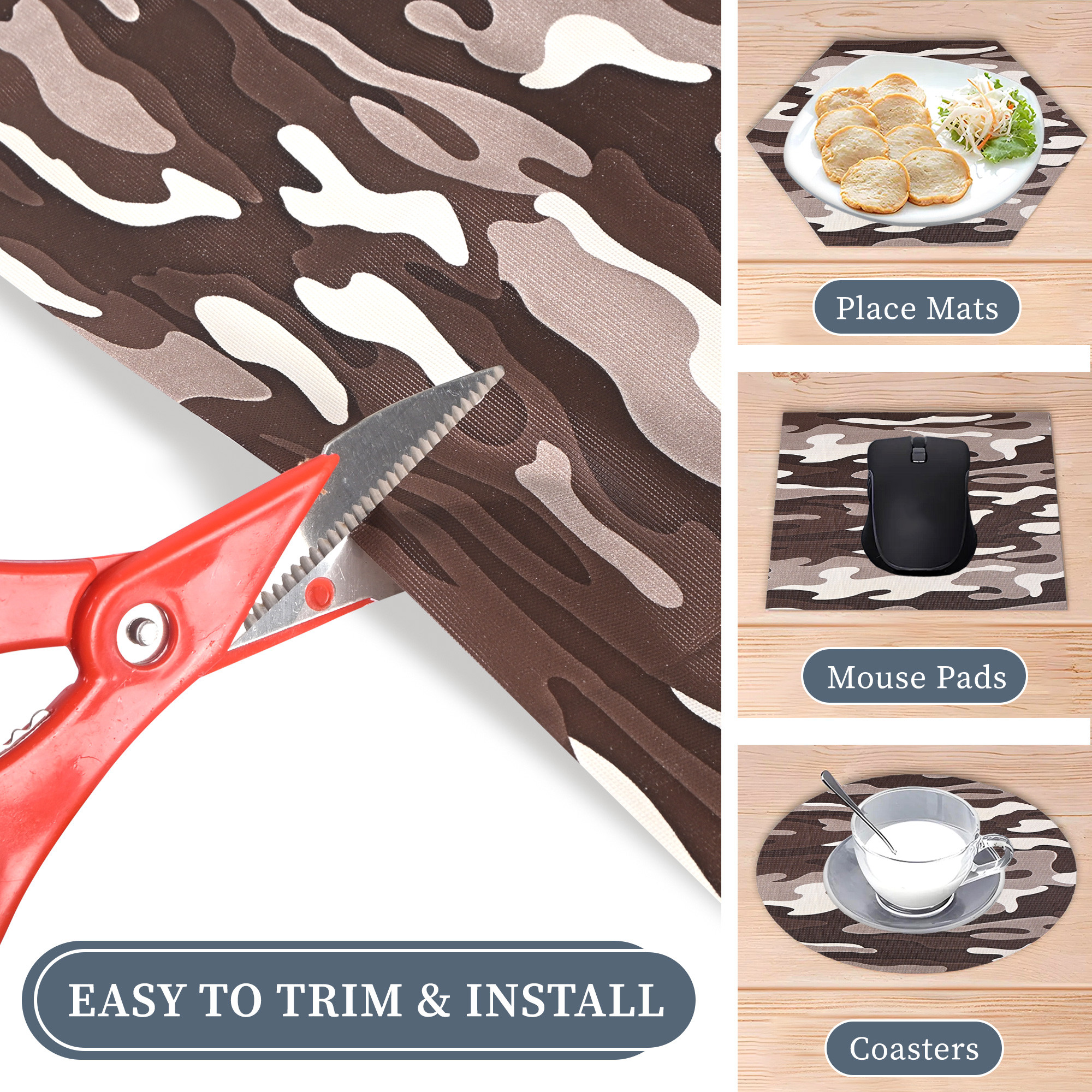 Kuber Industries 5 Meter PVC Shelf Liners for Kitchen Shelves  Cupboard Mats Roll for Wardrobe  Drawer and Fridge Shelf Mat Roll  Cabinet Liners for Shelves  Camouflage - Brown