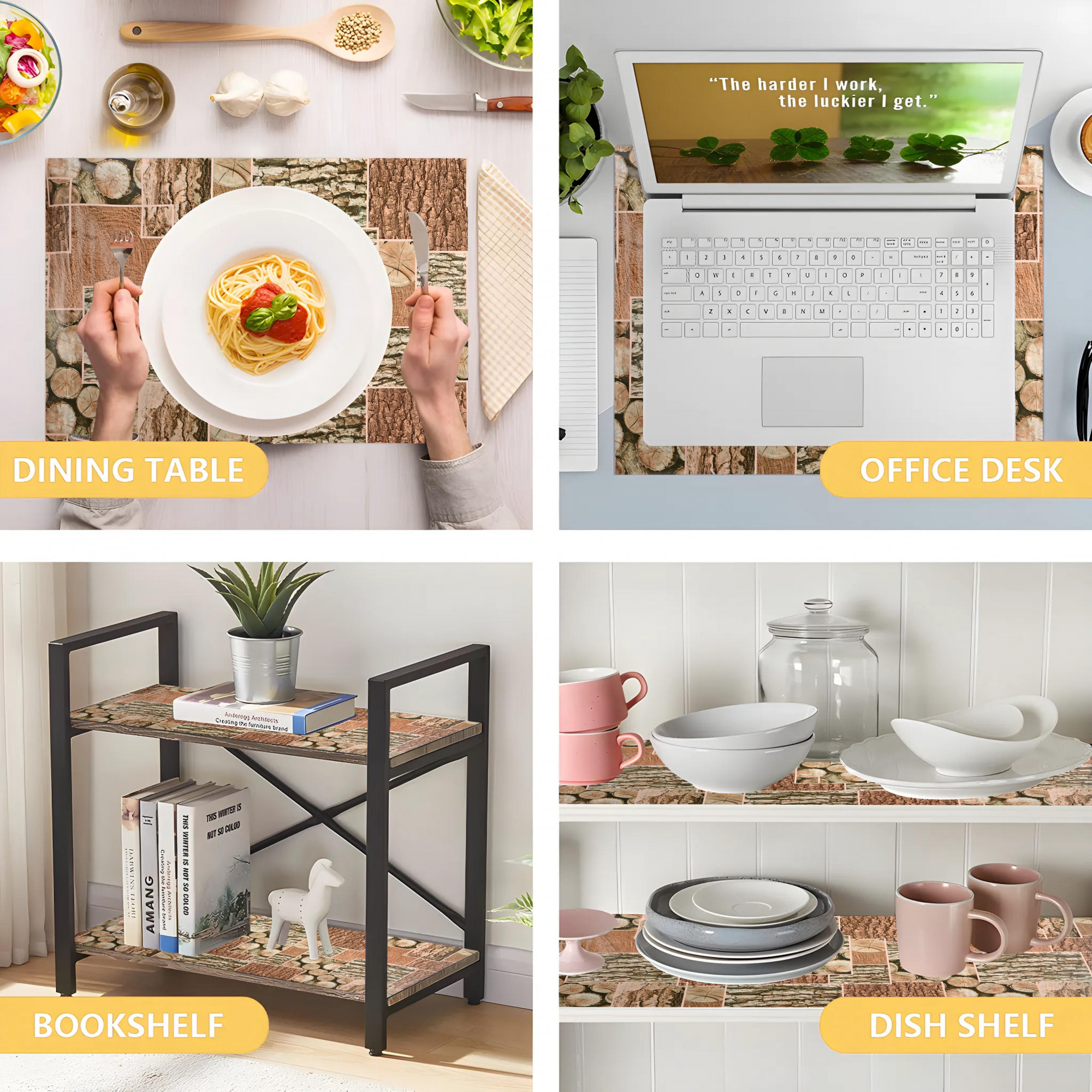 Kuber Industries 5 Meters Waterproof  Durable Kitchen Mats for Shelf Liner Roll  Wipeable Fridge Sheets for Shelves Cabinet Drawer  Stone Print - Brown