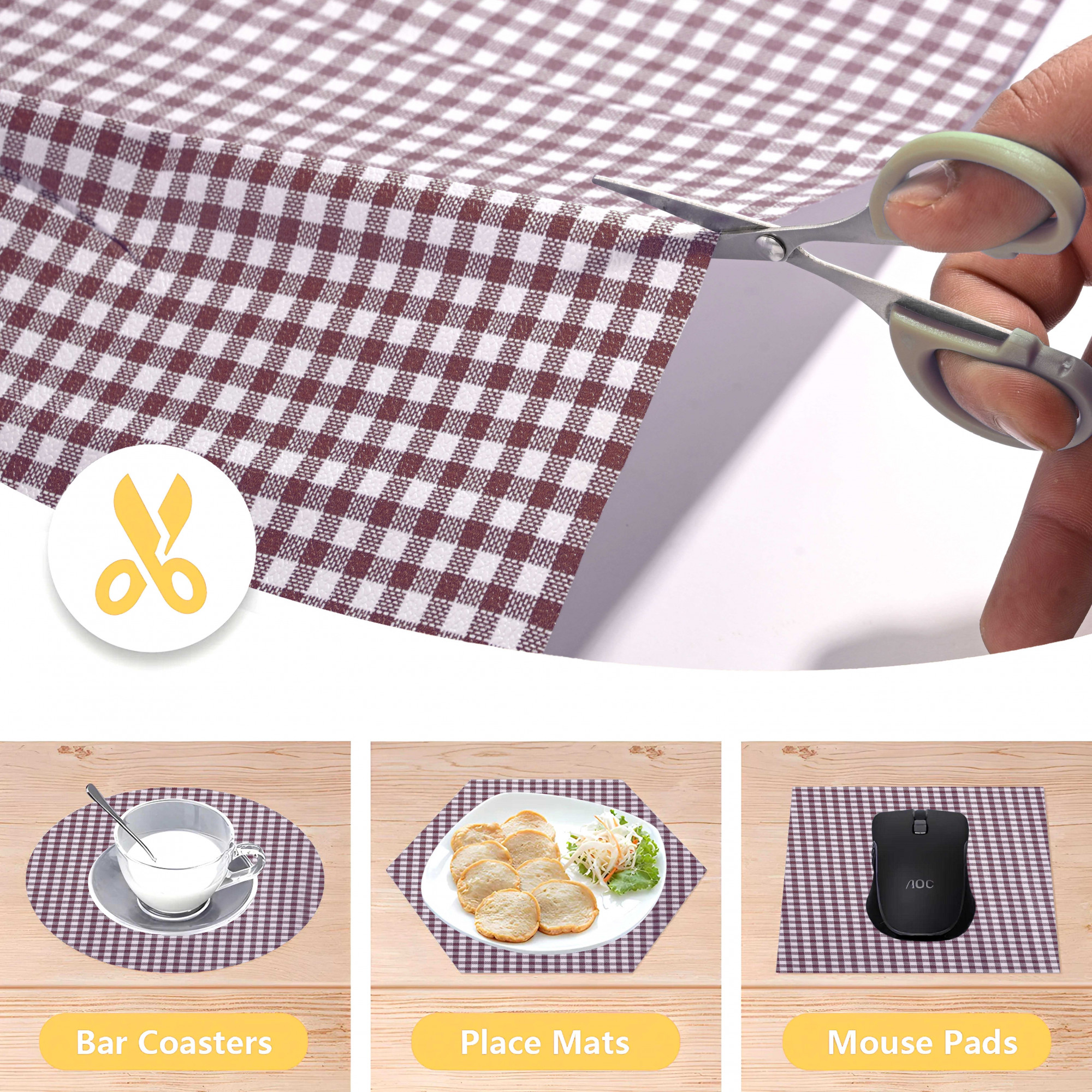 Kuber Industries 5 Meters Waterproof  Durable Kitchen Mats for Shelf Liner Roll  Wipeable Fridge Sheets for Shelves Cabinet Drawer  Barik Check Print - White  Maroon