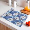 5 Meters Waterproof &amp; Durable Kitchen Mats for Shelf Liner Roll | Wipeable Fridge Sheets for Shelves Cabinet Drawer | White &amp; Blue Flowers - Sky Blue