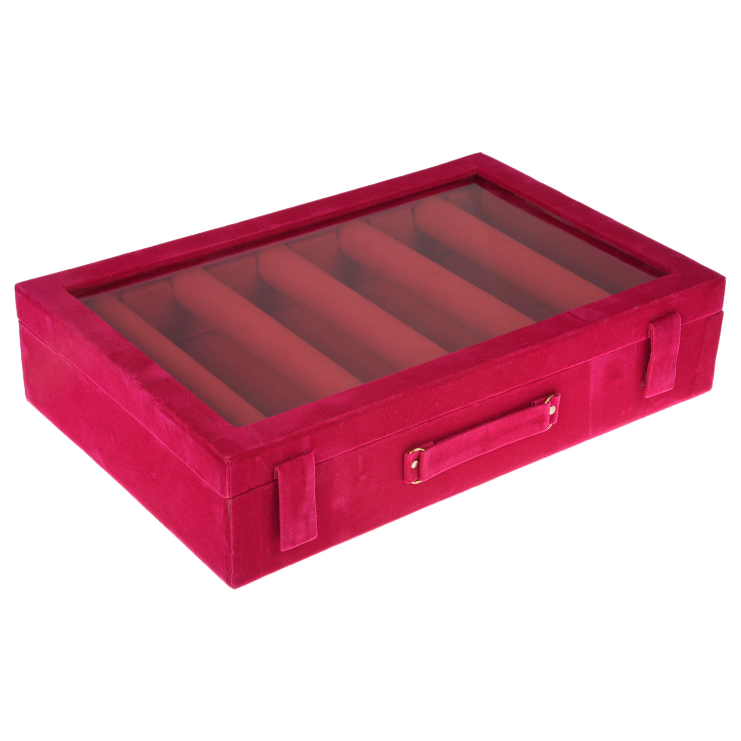 Kuber Industries 5 Rod Bangle Box|Wooden Jewelry Box|Wedding Vanity Box|Velvet Coated Wedding Bracelet Organizer for Women & Girls (Pink)
