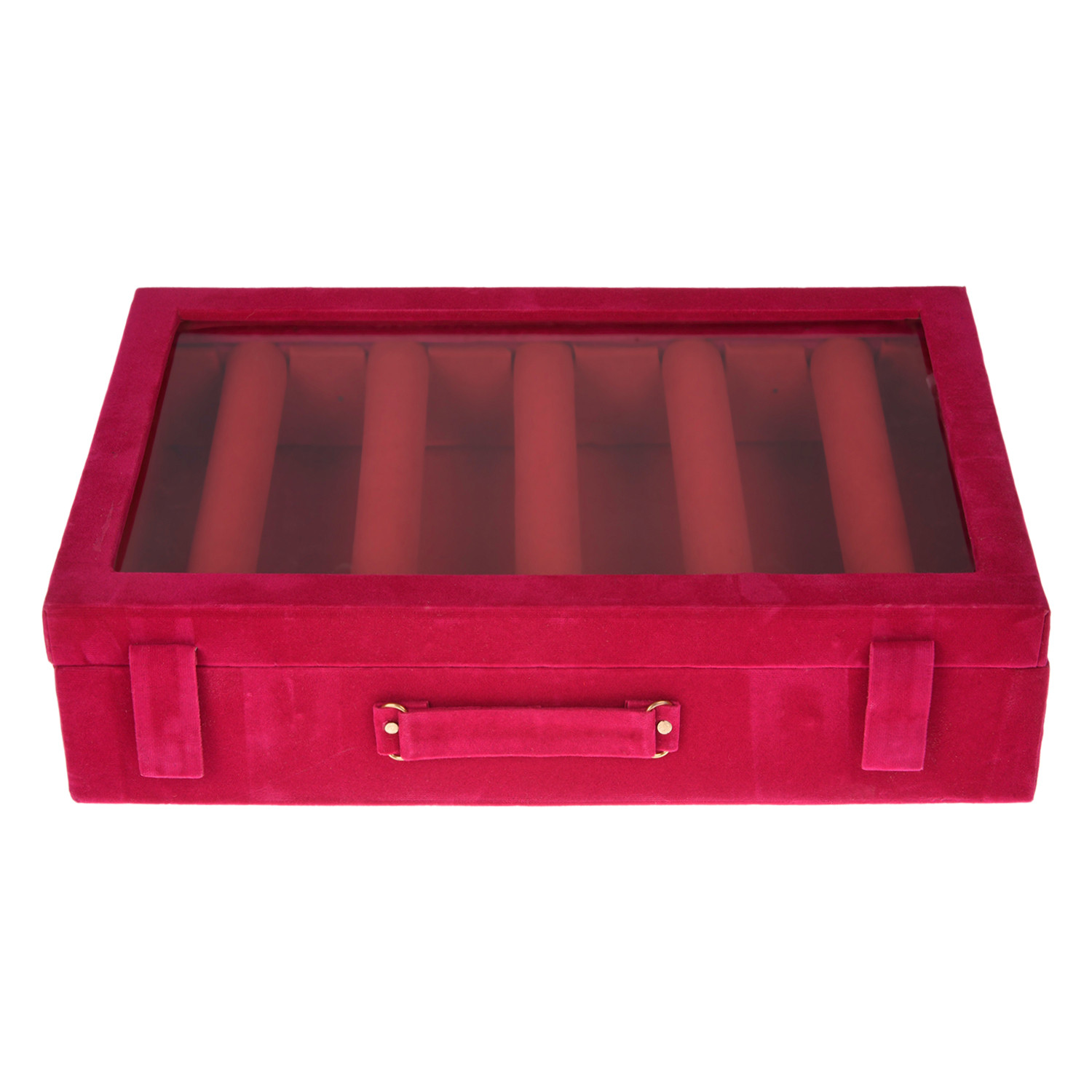 Kuber Industries 5 Rod Bangle Box|Wooden Jewelry Box|Wedding Vanity Box|Velvet Coated Wedding Bracelet Organizer for Women & Girls (Pink)