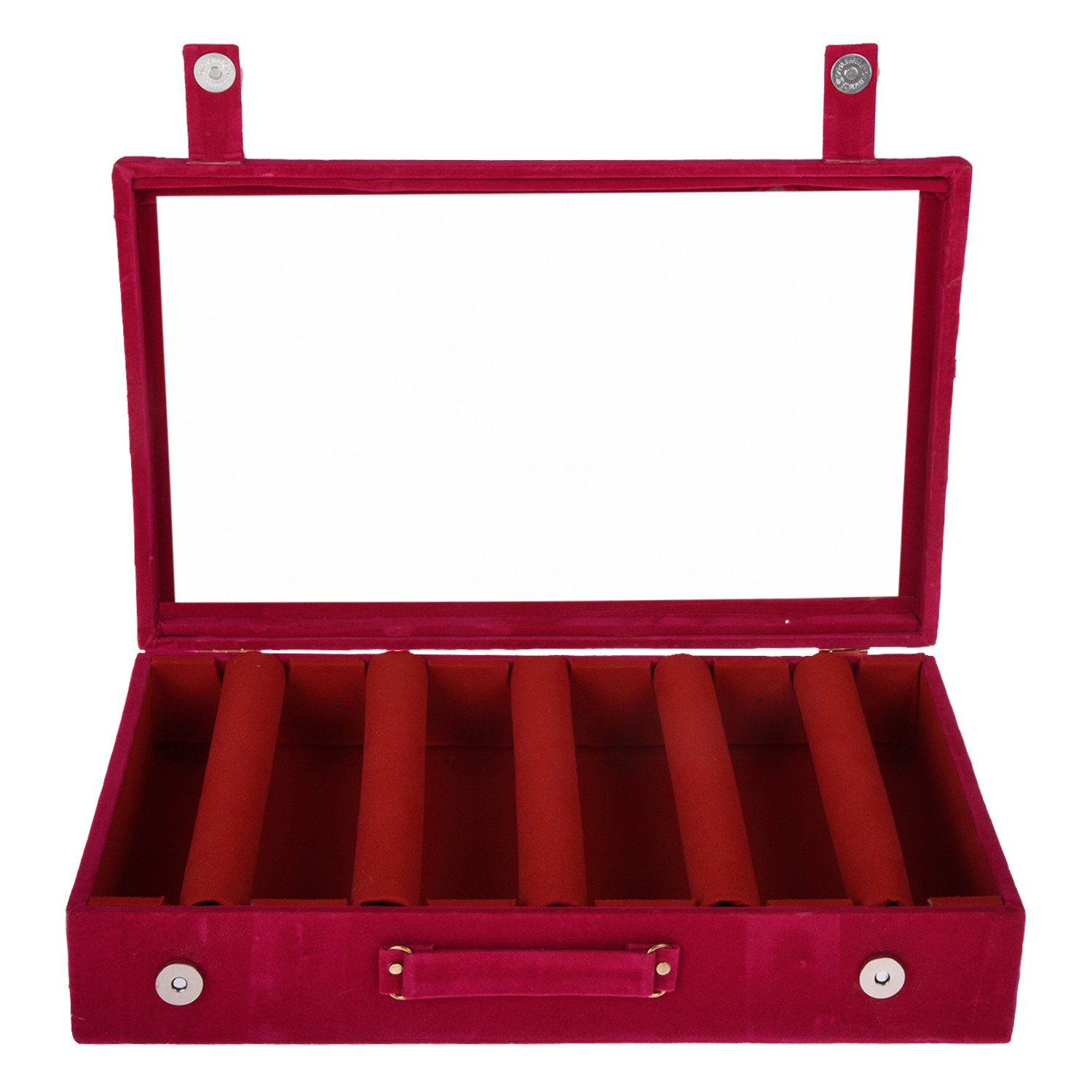 Kuber Industries 5 Rod Bangle Box|Wooden Jewelry Box|Wedding Vanity Box|Velvet Coated Wedding Bracelet Organizer for Women & Girls (Pink)