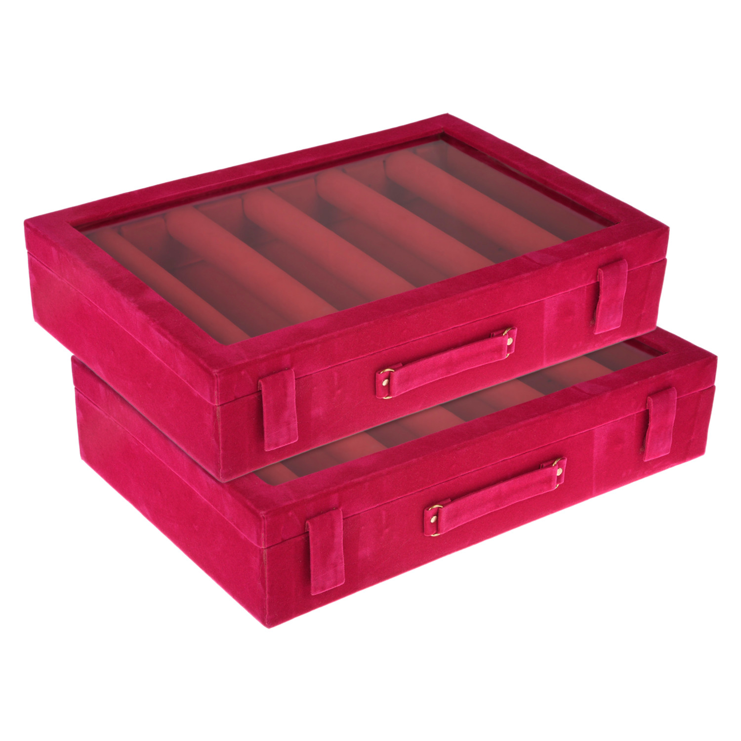 Kuber Industries 5 Rod Bangle Box|Wooden Jewelry Box|Wedding Vanity Box|Velvet Coated Wedding Bracelet Organizer for Women & Girls (Pink)