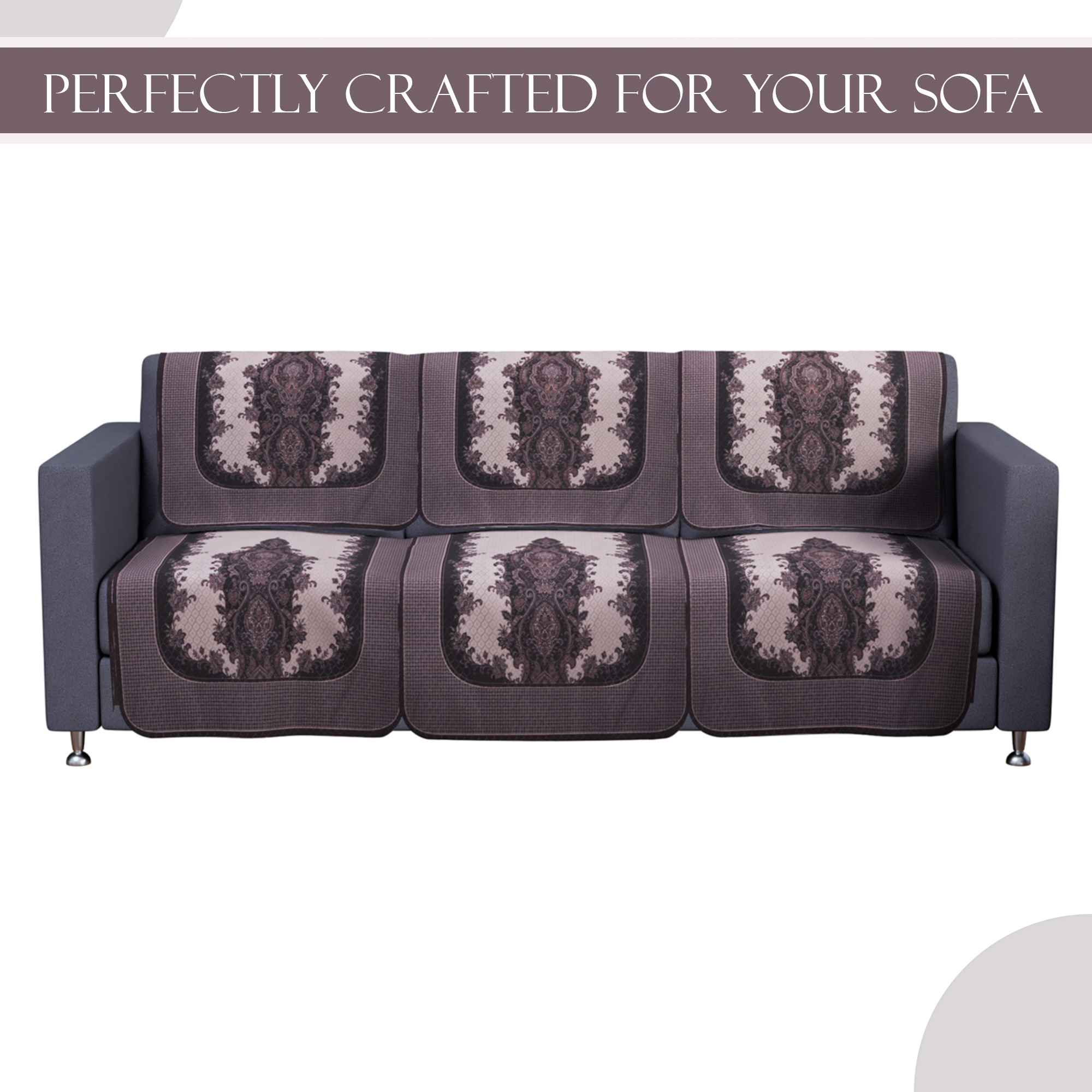 Kuber Industries 5 Seater Sofa Set Cover  Net Design Sofa Slipcover Protector for Home Living Room Hall  Office Couch  Cream  Black