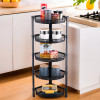 5 Tier Folding Plastic Fruit &amp; Vegetable Basket Stand | Onion Potato Rack for Kitchen Storage Corner | Modern Organizer Aalu Pyaj Storage Basket Shelf Stand | Black