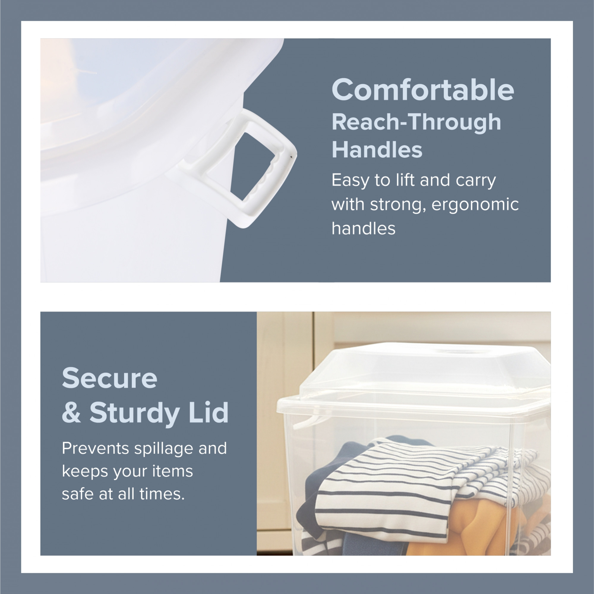 Kuber Industries 50 LTR Heavy Duty Plastic Storage Container with Lid and Handle  Multipurpose Hamper Bin Storing Clothes Toys Books  Portable Houseware Ideal for Home  Kitchen  Transparent