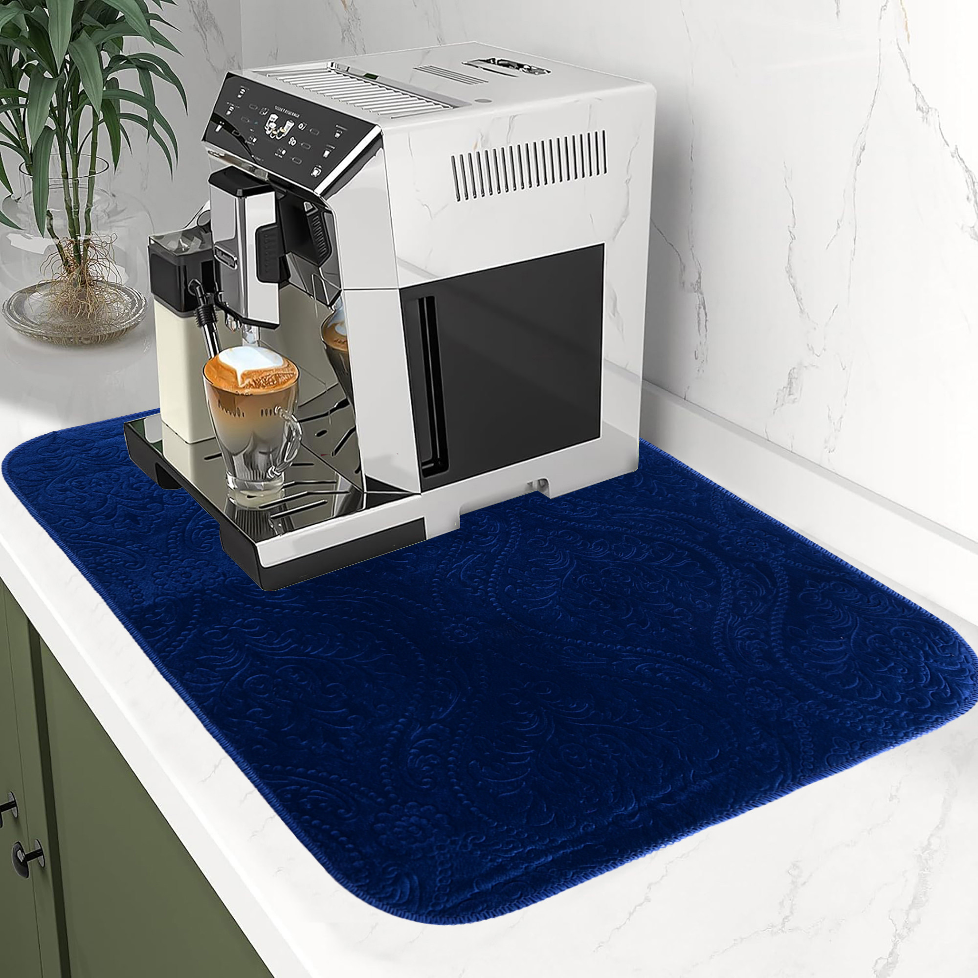 Kuber Industries 50x70 Soft Microfiber Dish Drying Mat for Kitchen  Machine Washable  Quick Drying Water Absorbing Mat for Kitchen Dishes Utensils  Crockery  Embossed Design - Blue