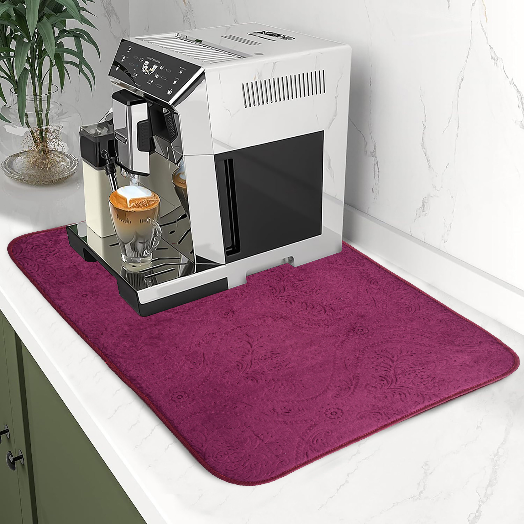 Kuber Industries 50x70 Soft Microfiber Dish Drying Mat for Kitchen  Machine Washable  Quick Drying Water Absorbing Mat for Kitchen Dishes Utensils  Crockery  Embossed Design - Purple