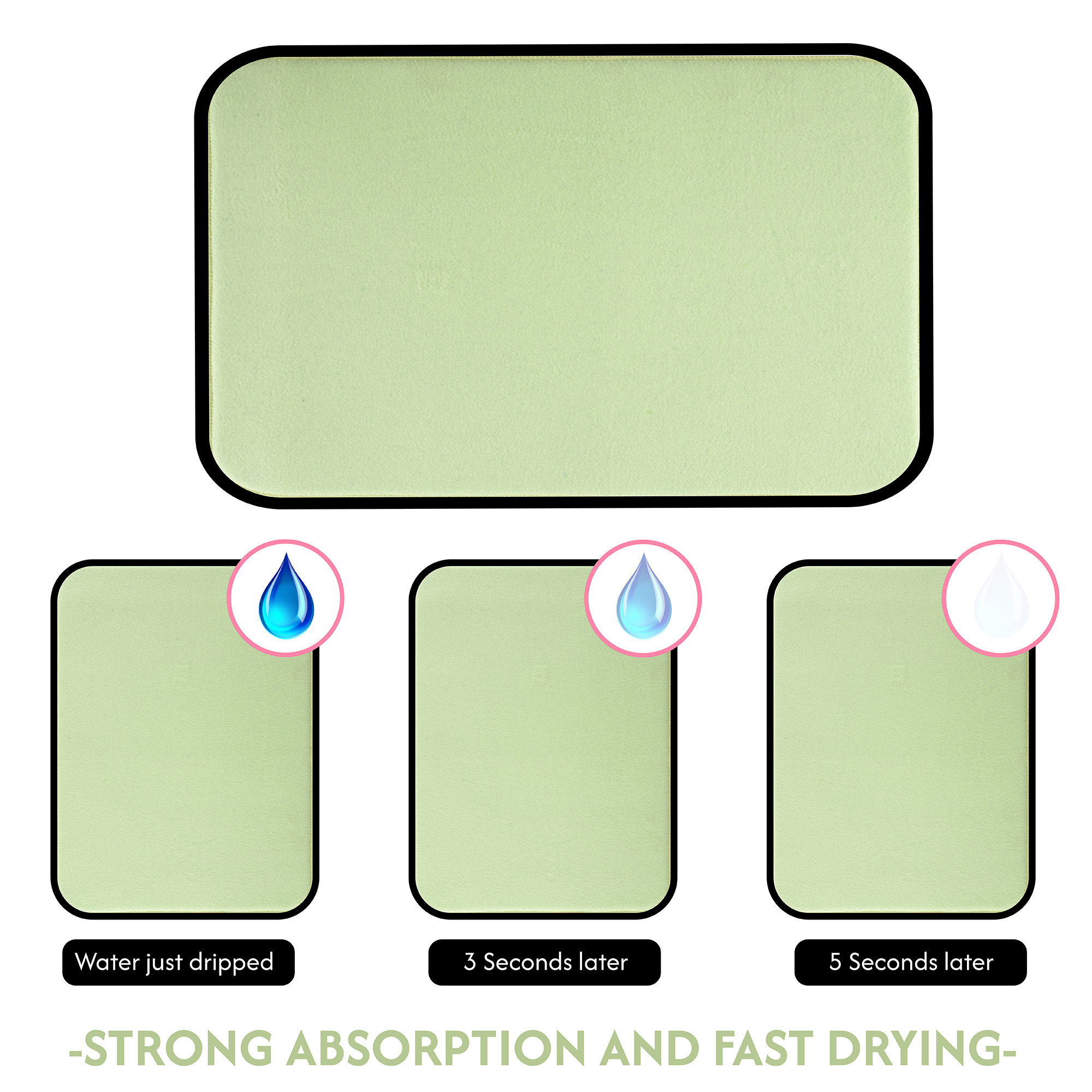 Kuber Industries 50x70 Soft Microfiber Dish Drying Mat for Kitchen  Machine Washable  Quick Drying Water Absorbing Mat for Kitchen Dishes Utensils  Crockery  Aesthetic Design - Green