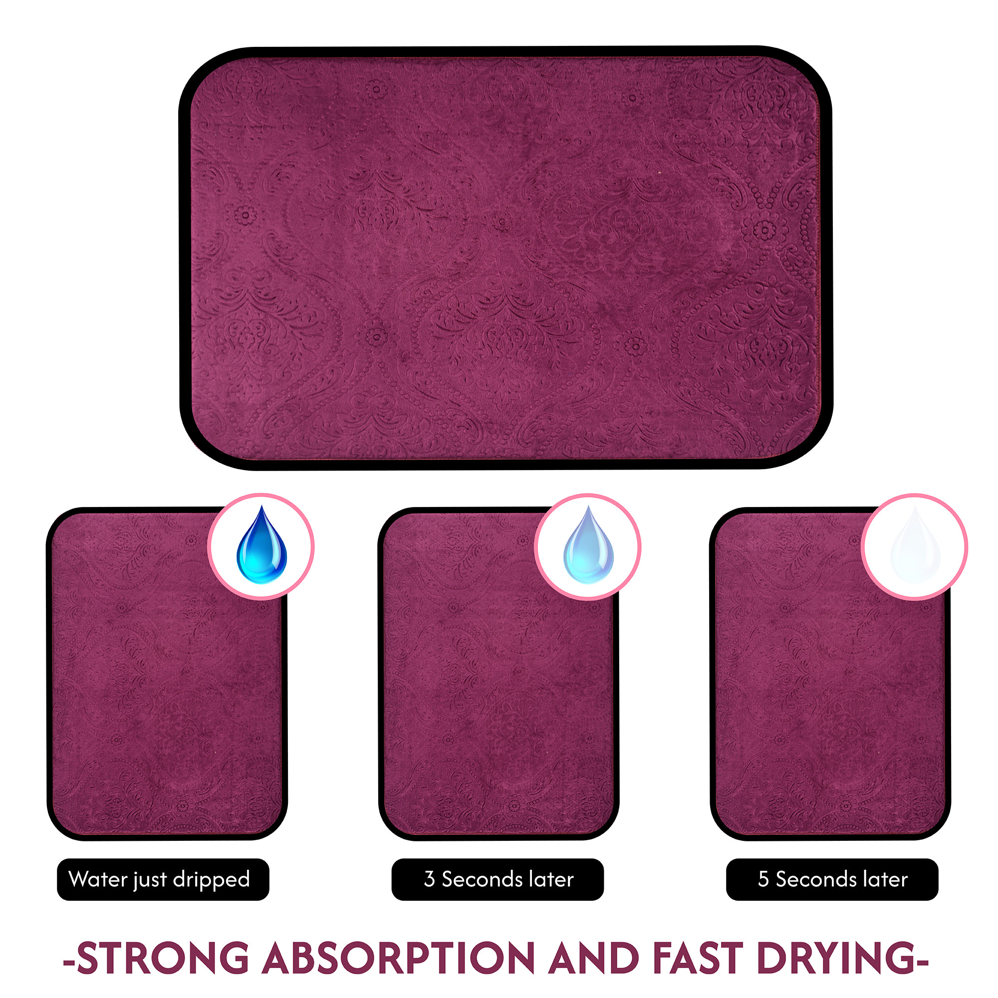 Kuber Industries 50x70 Soft Microfiber Dish Drying Mat for Kitchen  Machine Washable  Quick Drying Water Absorbing Mat for Kitchen Dishes Utensils  Crockery  Embossed Design - Purple