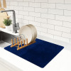 50x70 Soft Microfiber Dish Drying Mat for Kitchen | Machine Washable &amp; Quick Drying Water Absorbing Mat for Kitchen Dishes, Utensils &amp; Crockery | Embossed Design - Blue