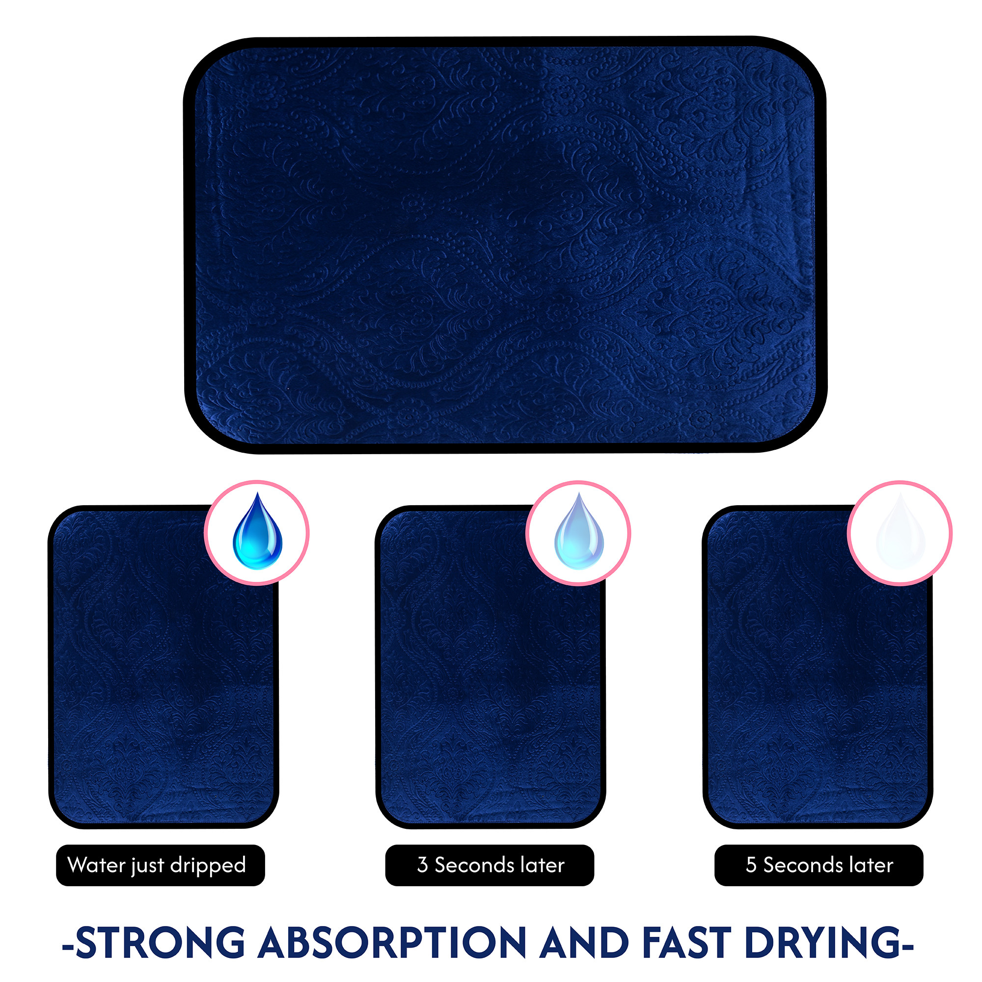 Kuber Industries 50x70 Soft Microfiber Dish Drying Mat for Kitchen  Machine Washable  Quick Drying Water Absorbing Mat for Kitchen Dishes Utensils  Crockery  Embossed Design - Blue