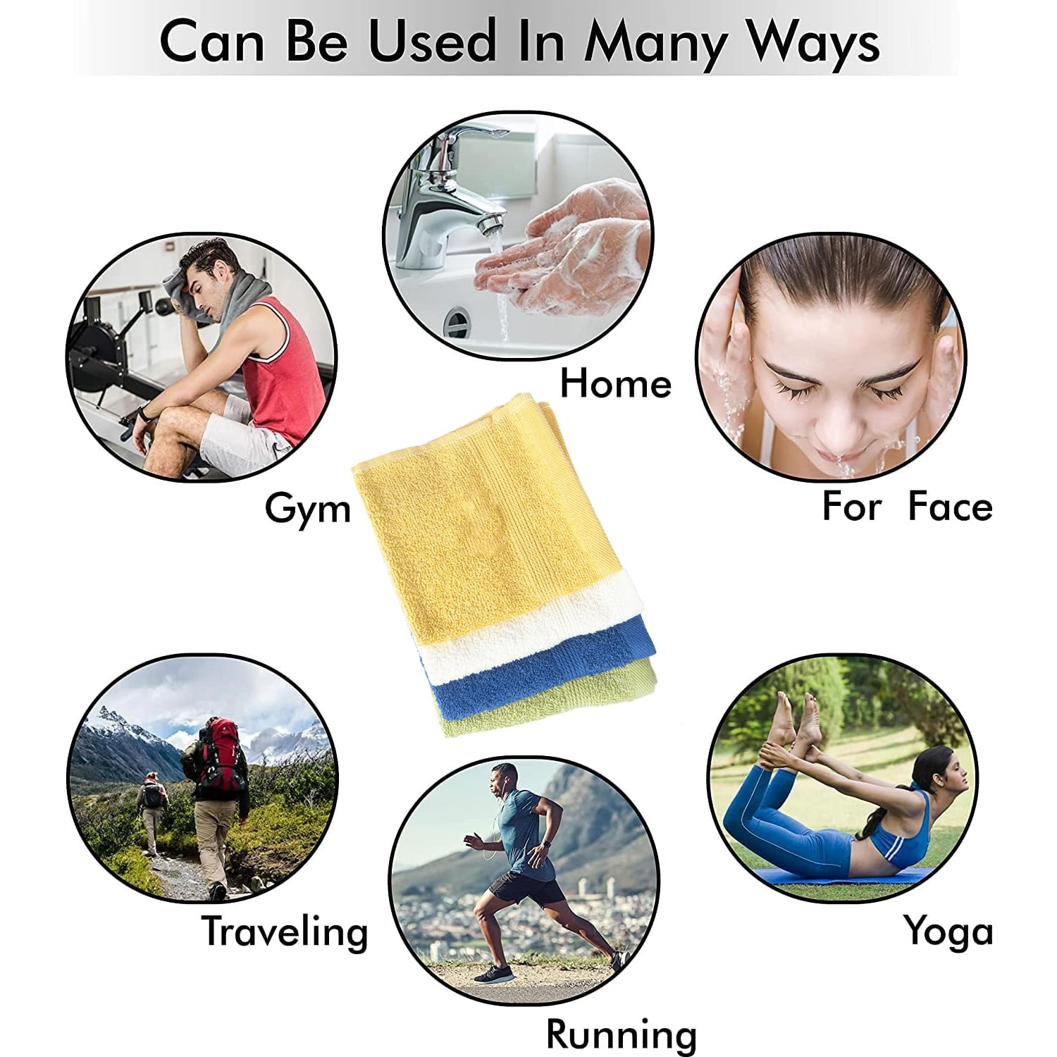 Kuber Industries 525 GSM Cotton Face towels |Super Soft, Quick Absorbent & Anti-Bacterial|Gym & Workout Towels|Pack of 4 (Multicolor)