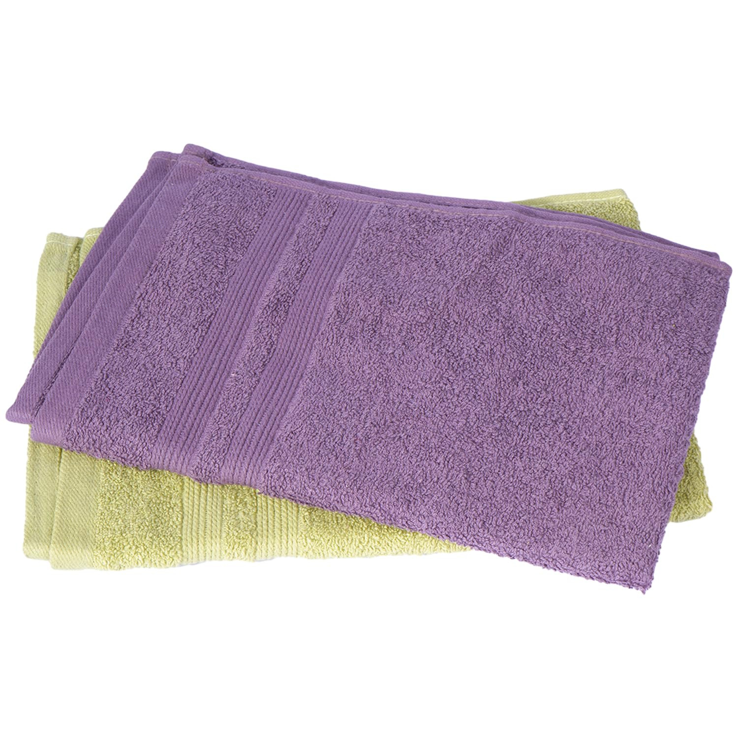 Kuber Industries 525 GSM Cotton Hand towels |Super Soft, Quick Absorbent & Anti-Bacterial|Gym & Workout Towels|Pack of 2 (Purple & Green)