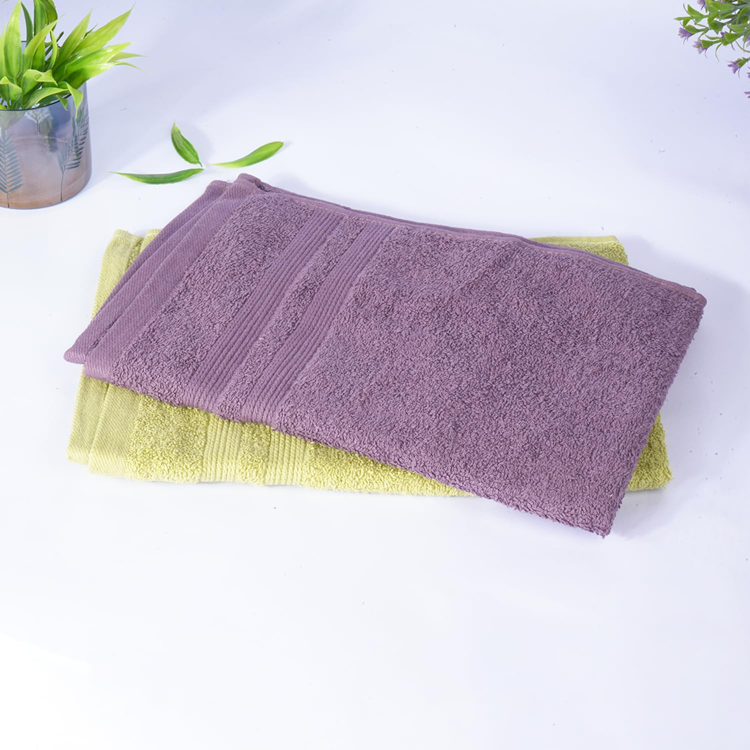 Kuber Industries 525 GSM Cotton Hand towels |Super Soft, Quick Absorbent & Anti-Bacterial|Gym & Workout Towels|Pack of 2 (Purple & Green)