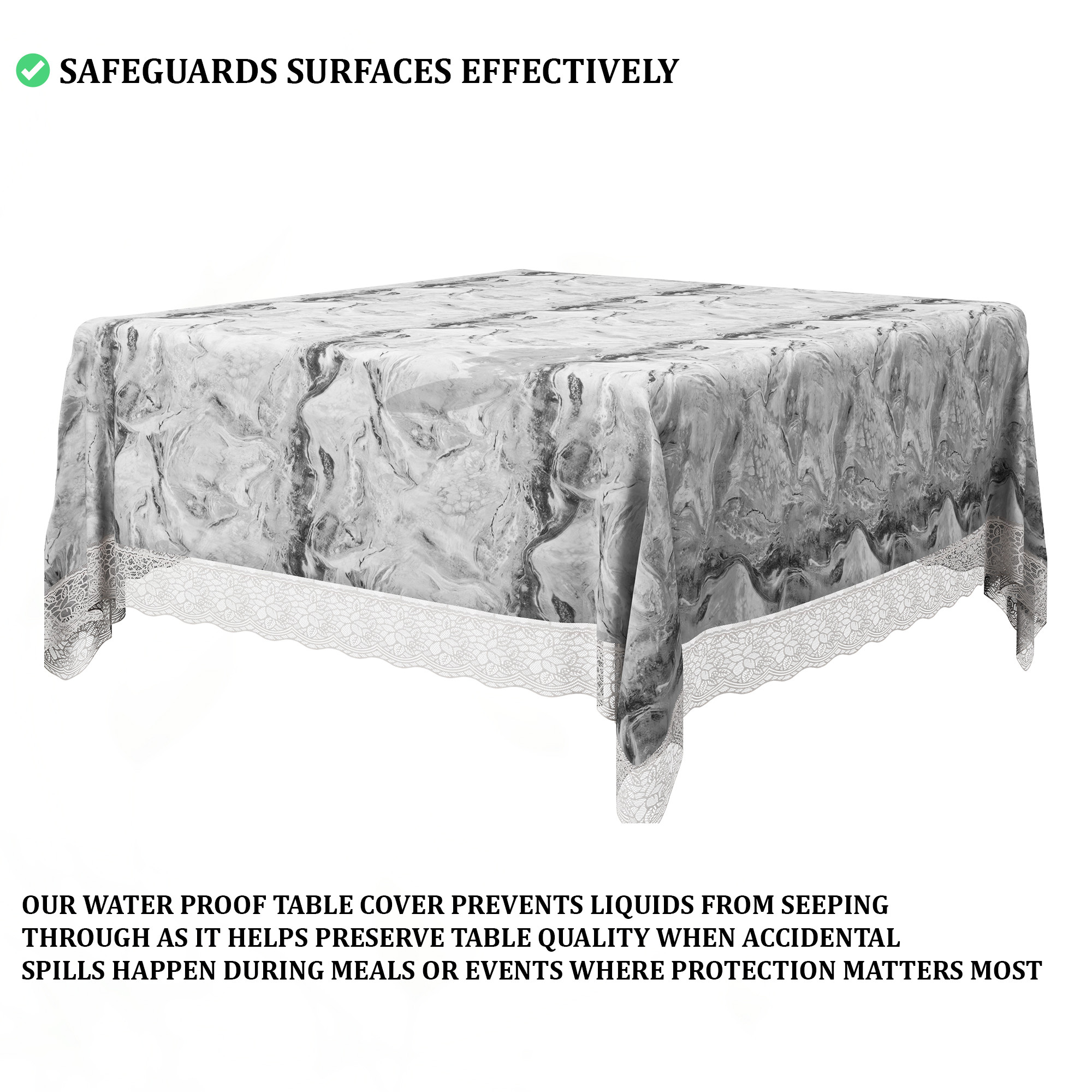 Kuber Industries 54x54 Inch Table Cover  PVC 4 Seater Waterproof  Dustproof Table Protector  Sheet Cloth For Home  Restaurant  Marble Print - Grey