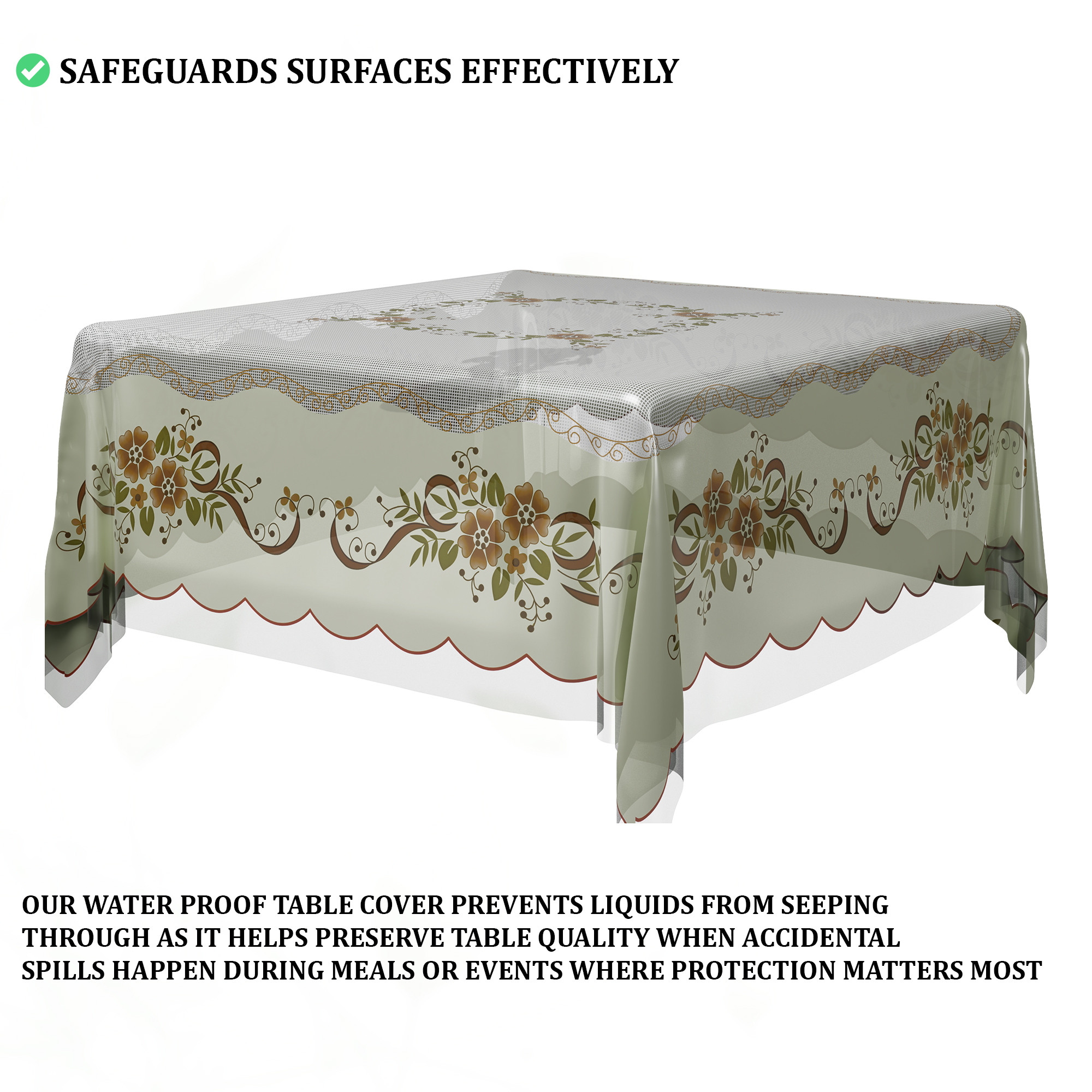 Kuber Industries 54x54 Inch Table Cover  PVC 4 Seater Waterproof  Dustproof Table Protector  Sheet Cloth For Home  Restaurant  Alloy Print - White  Brown