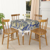 54x54 Inch Table Cover | PVC 4 Seater Waterproof & Dustproof Table Protector / Sheet Cloth For Home & Restaurant | Leaf Print - Blue & Green