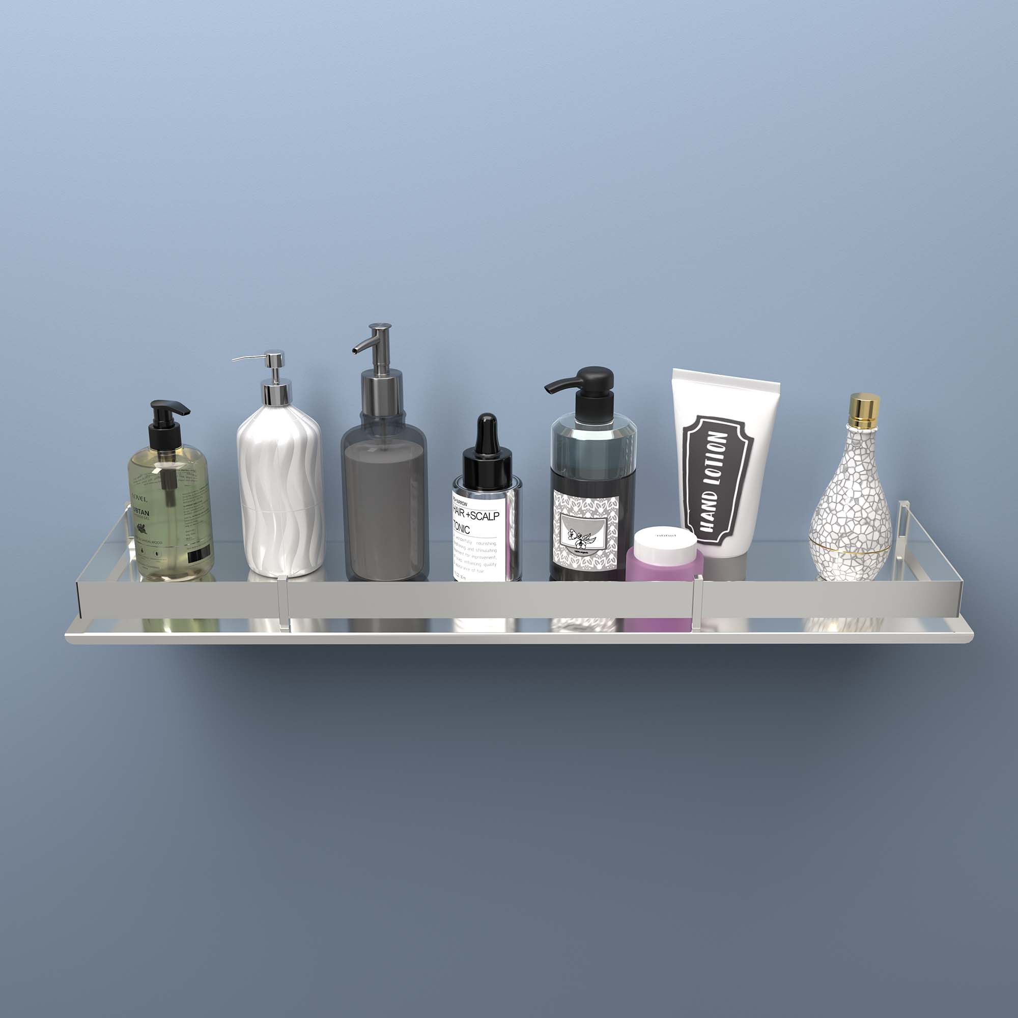 Kuber Industries 5x18 Inch Stainless Steel Multi-Purpose Wall Shelf for Bathroom  Kitchen  Bathroom Shelf for Wall - Perfect for Toiletries  Kitchen Essentials  Chrome Finish - Silver