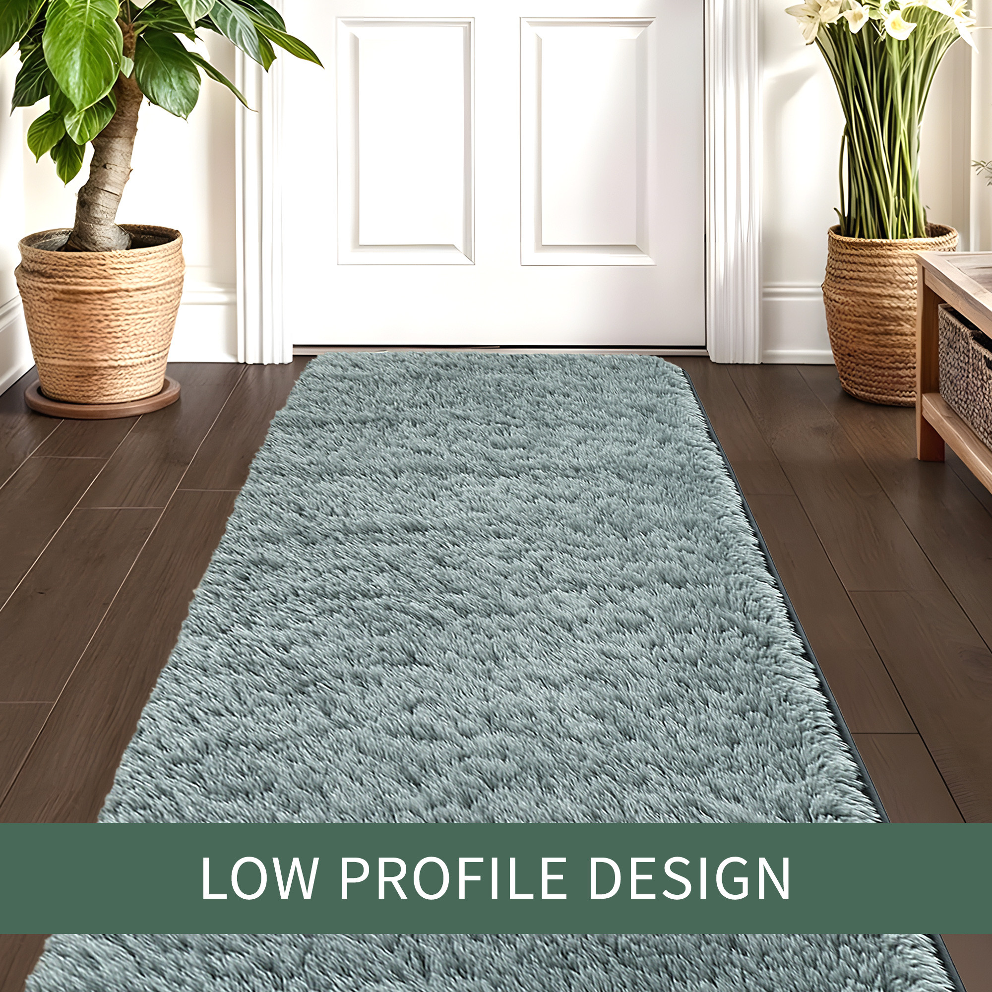 Kuber Industries 5x2 Ft Soft Fur Anti Skid Bedside Runner for Bedroom  Shaggy Bedside Mats for Floor  Modern RugRunner Carpet for Living Room and Home Decor  Micro Lurex - Grey