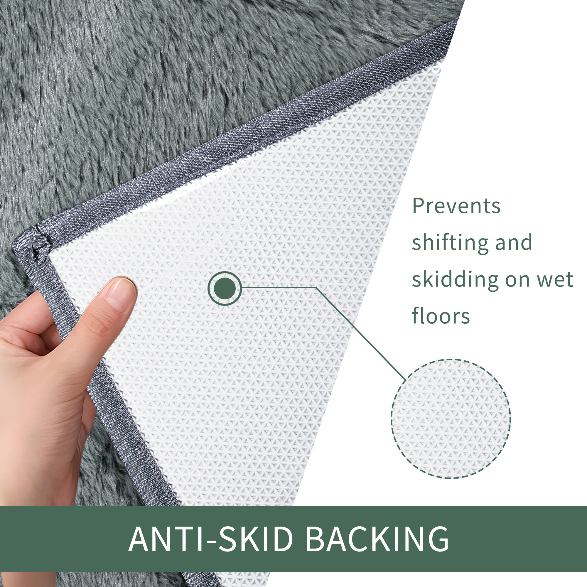 Kuber Industries 5x2 Ft Soft Fur Anti Skid Bedside Runner for Bedroom  Shaggy Bedside Mats for Floor  Modern RugRunner Carpet for Living Room and Home Decor  Micro Lurex - Grey