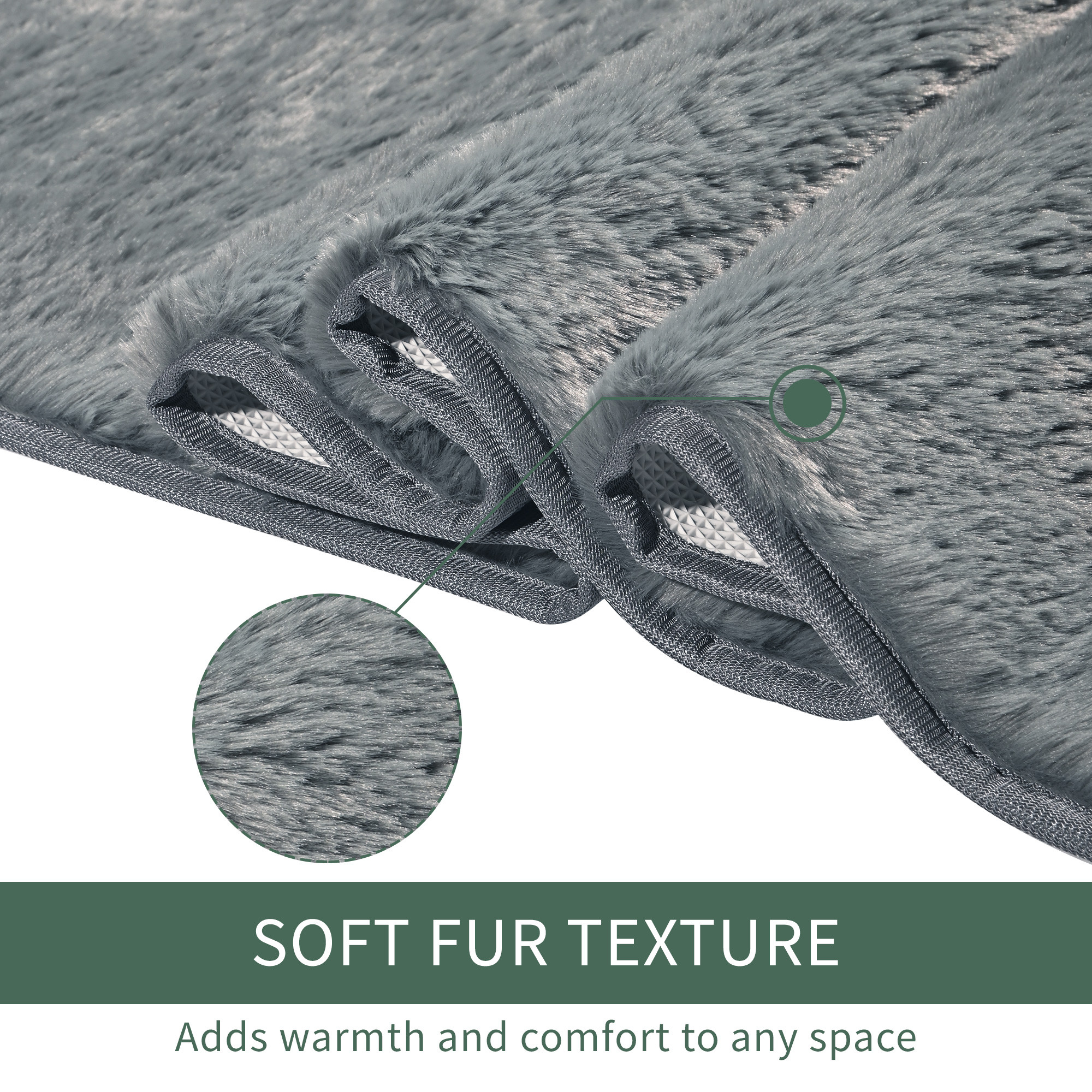 Kuber Industries 5x2 Ft Soft Fur Anti Skid Bedside Runner for Bedroom  Shaggy Bedside Mats for Floor  Modern RugRunner Carpet for Living Room and Home Decor  Micro Lurex - Grey