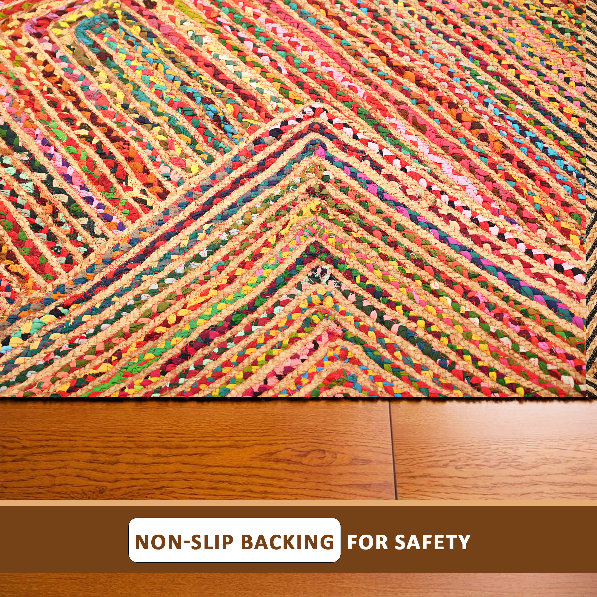 Kuber Industries 5x7 Feet Anti-Skid Satranji Doubling Jute Rug  Carpet for Home  Bedroom  Aesthetic Floor Rugs for Living Room  Pink