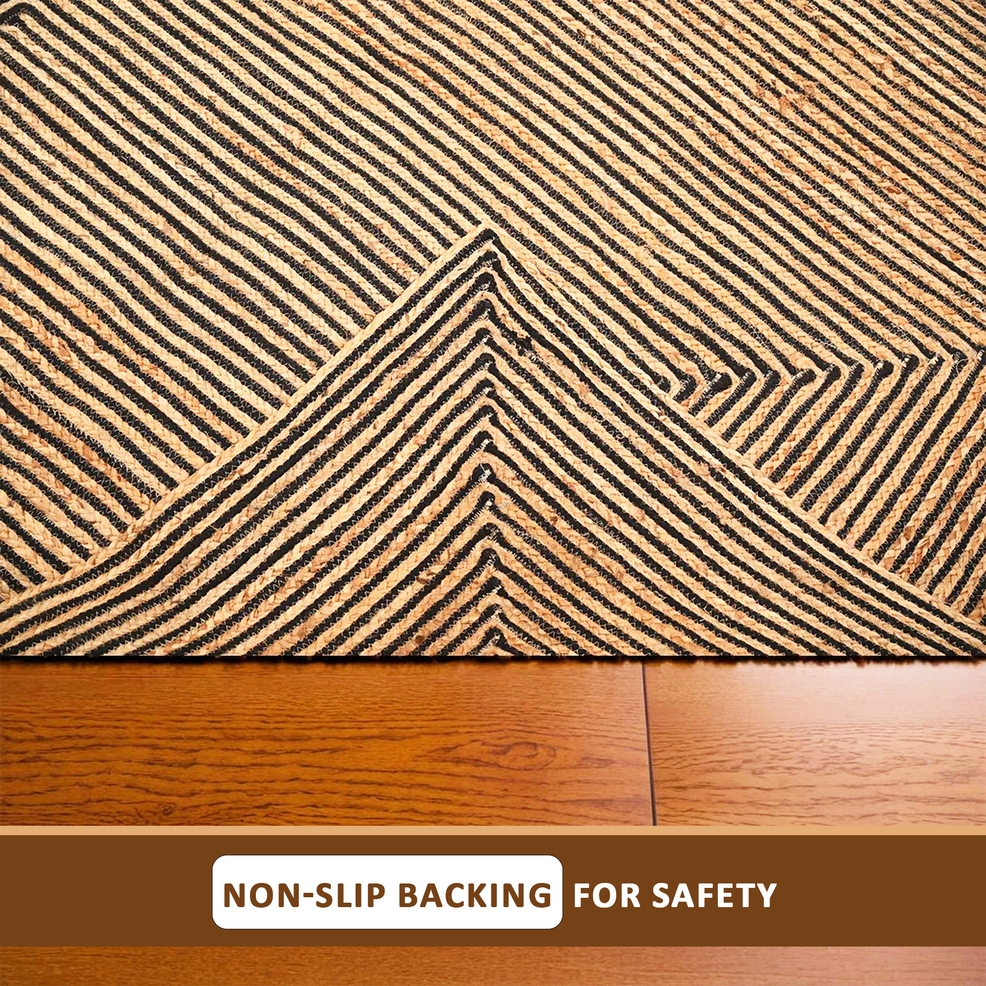 Kuber Industries 5x7 Feet Natural Look Jute Rug  Carpet for Home  Bedroom  Aesthetic Non-Slip Floor Rugs for Living Room  Light Brown