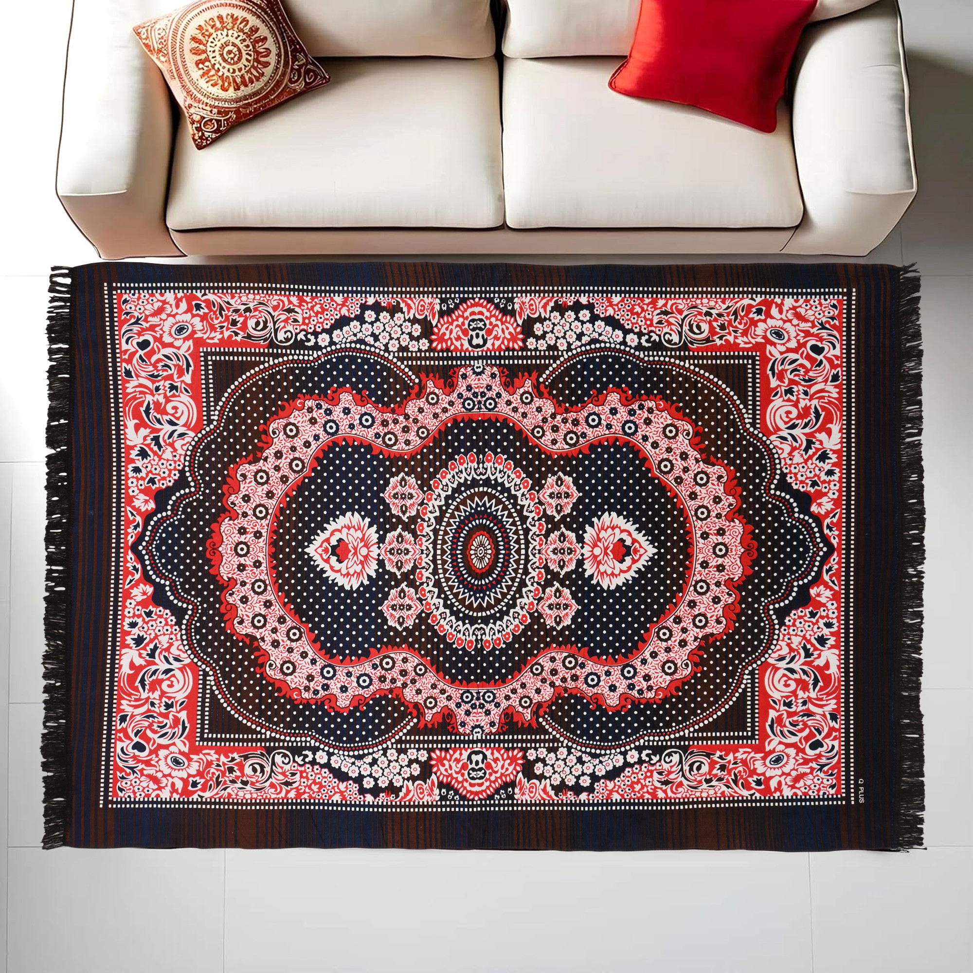 Kuber Industries 5x7 ft Carpet for Living room  Carpet  Rugs for Bedroom  Rug Runner for Hall  Floor Carpet for Home  Velvet Sitting Carpet for Home  Flower Design - Brown