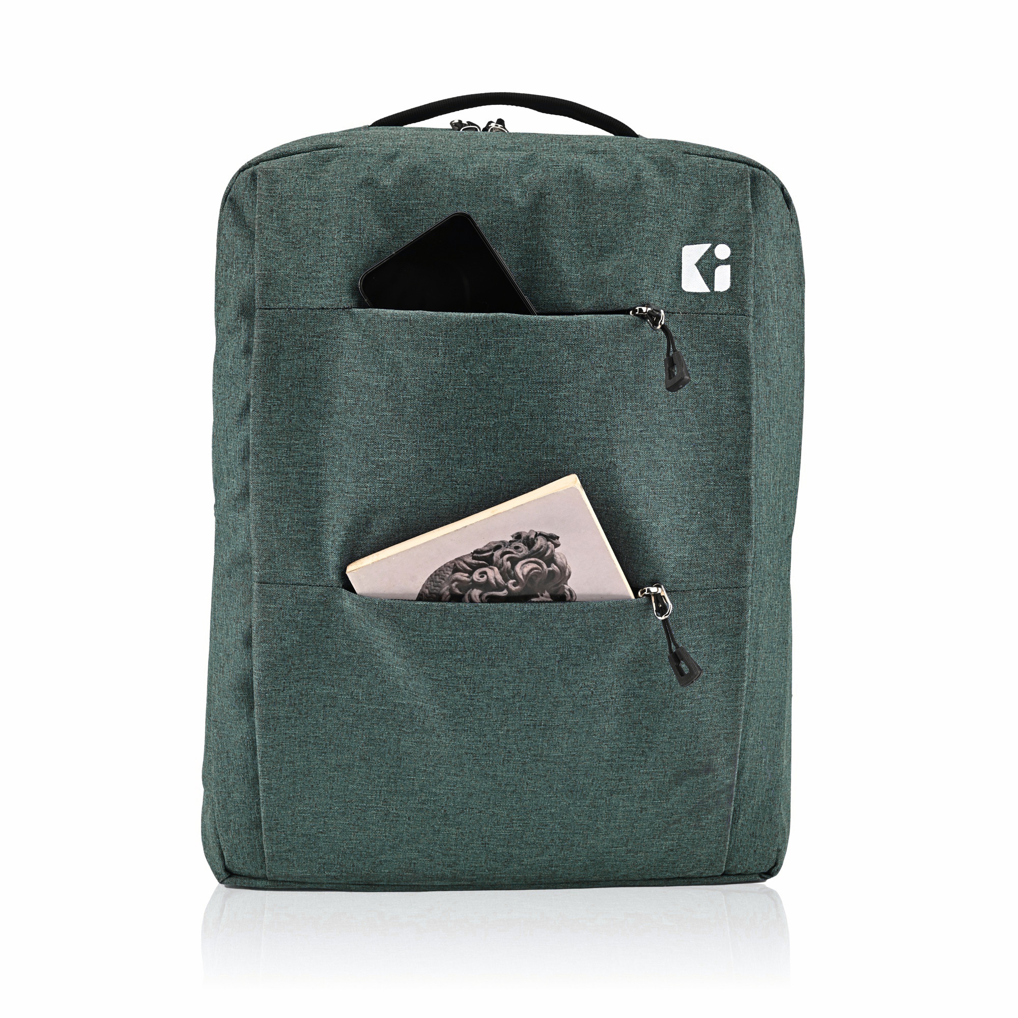 Kuber Industries 6 Compartment  3 Zipper  Multi-Functional Office Bags for Men  Advanced Anti-Theft Laptop Backpack for College  Business Laptop Bag for Women  Grey