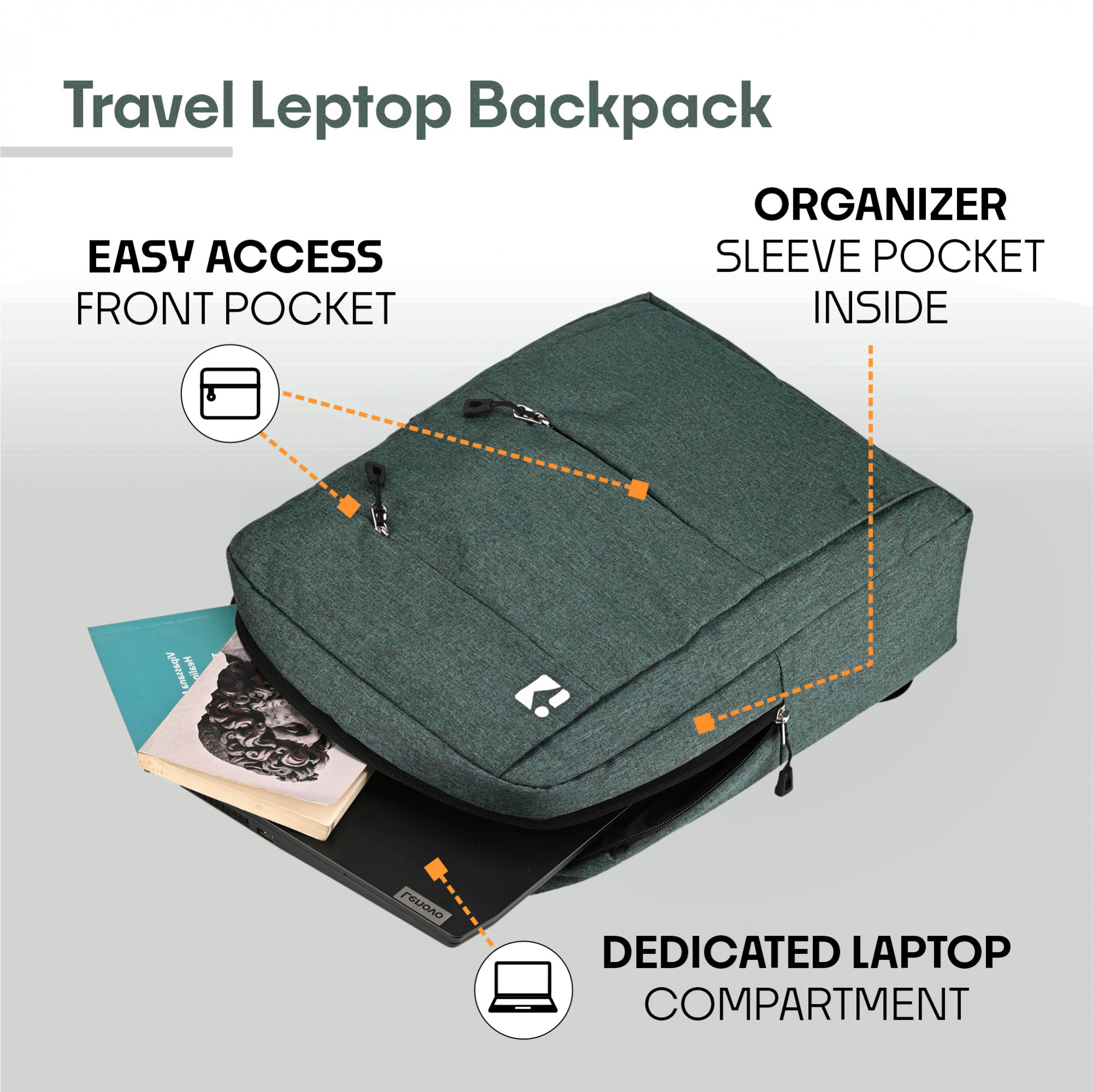 Kuber Industries 6 Compartment  3 Zipper  Multi-Functional Office Bags for Men  Advanced Anti-Theft Laptop Backpack for College  Business Laptop Bag for Women  Grey