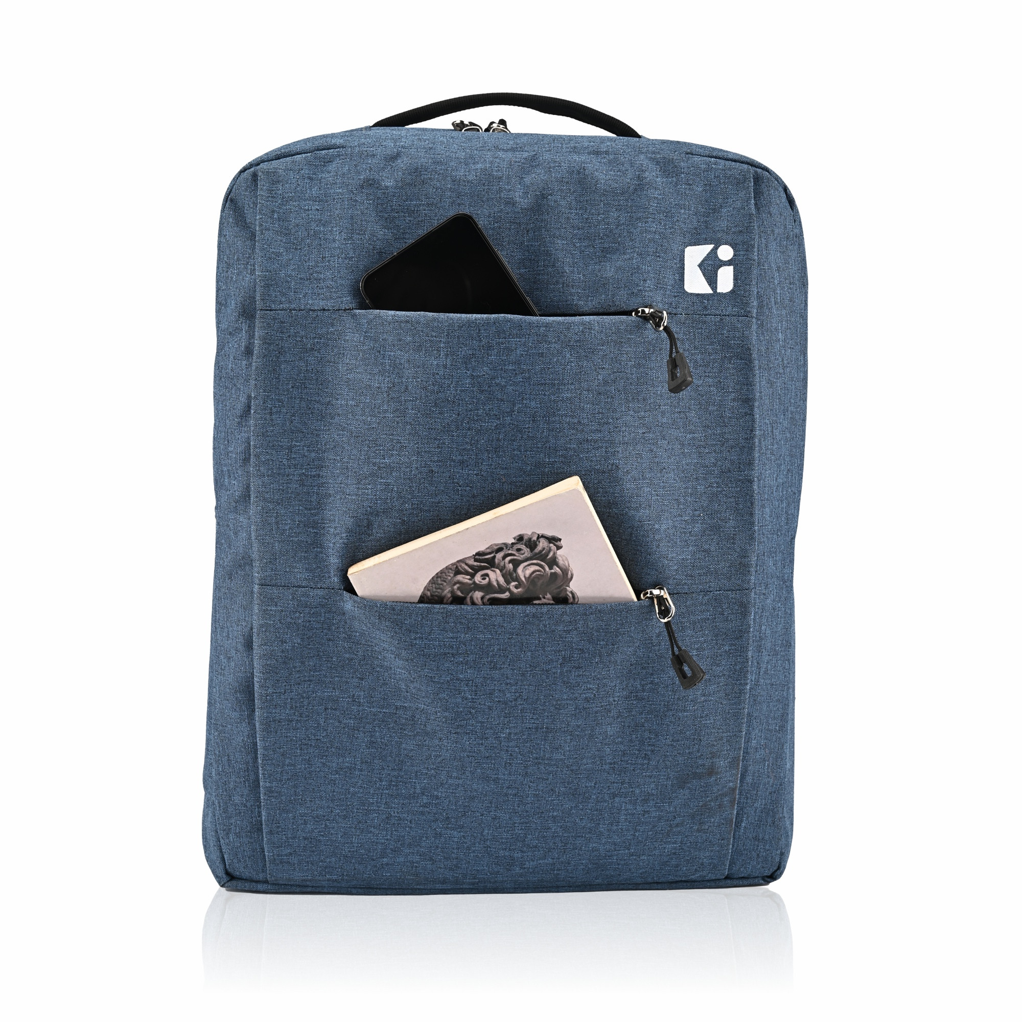 Kuber Industries 6 Compartment  3 Zipper  Multi-Functional Office Bags for Men  Advanced Anti-Theft Laptop Backpack for College  Business Laptop Bag for Women  Navy Blue