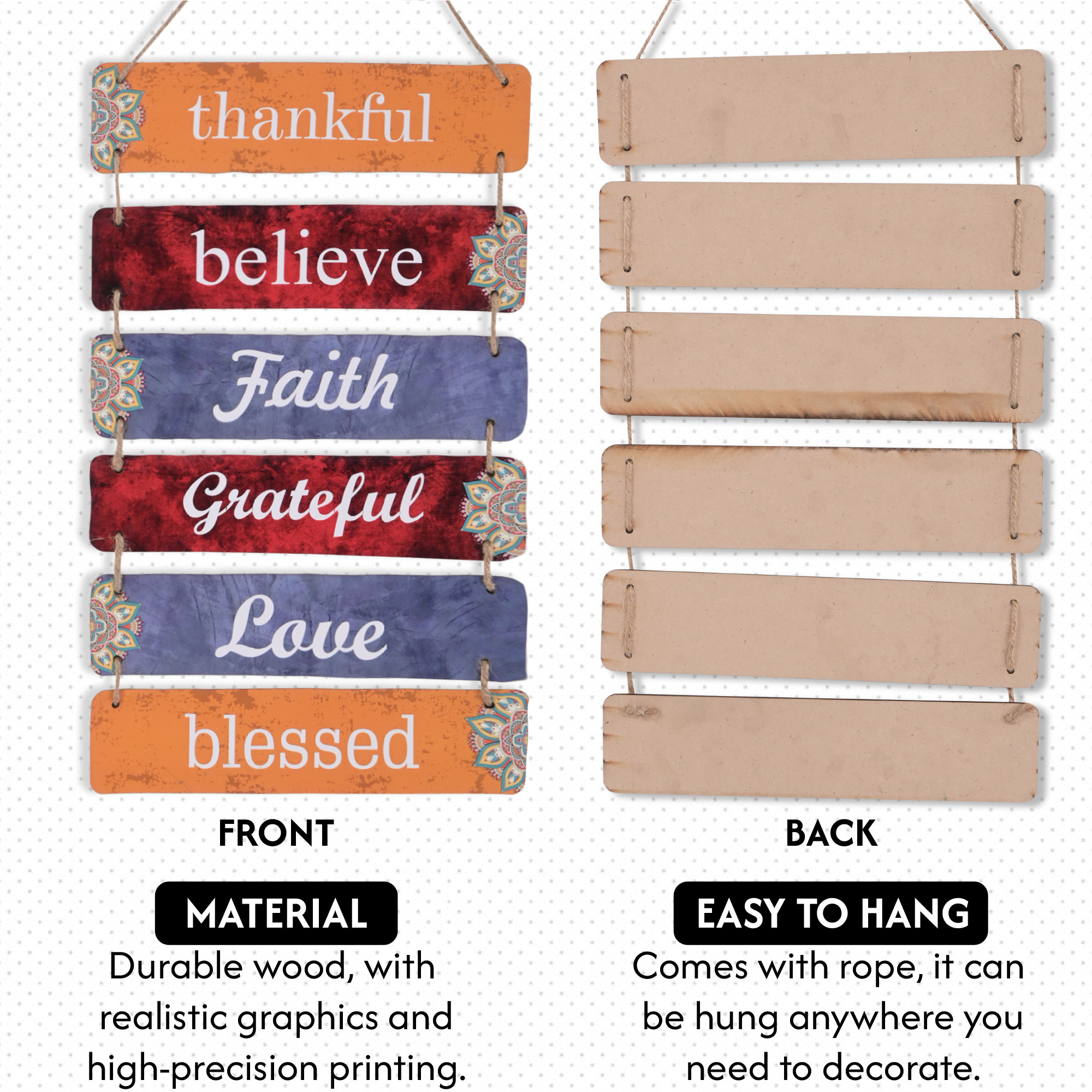 Kuber Industries 6 Layered Wooden Inspirational Quotes Wall Hanging Decoration for Living Room Bedroom  Office  Wall Art Home Decor Items for Hall Entry  Staircase   Multicolor