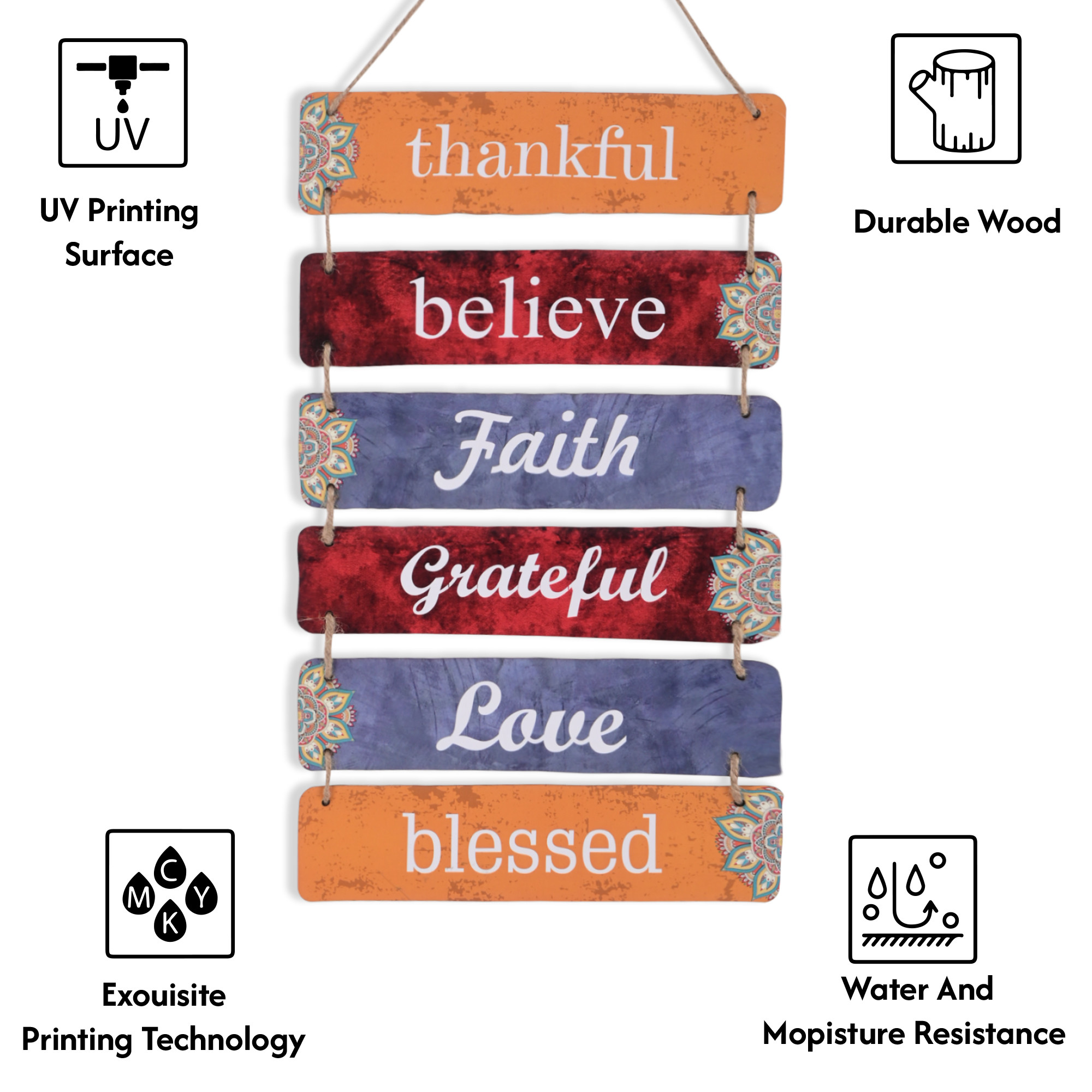 Kuber Industries 6 Layered Wooden Inspirational Quotes Wall Hanging Decoration for Living Room Bedroom  Office  Wall Art Home Decor Items for Hall Entry  Staircase   Multicolor