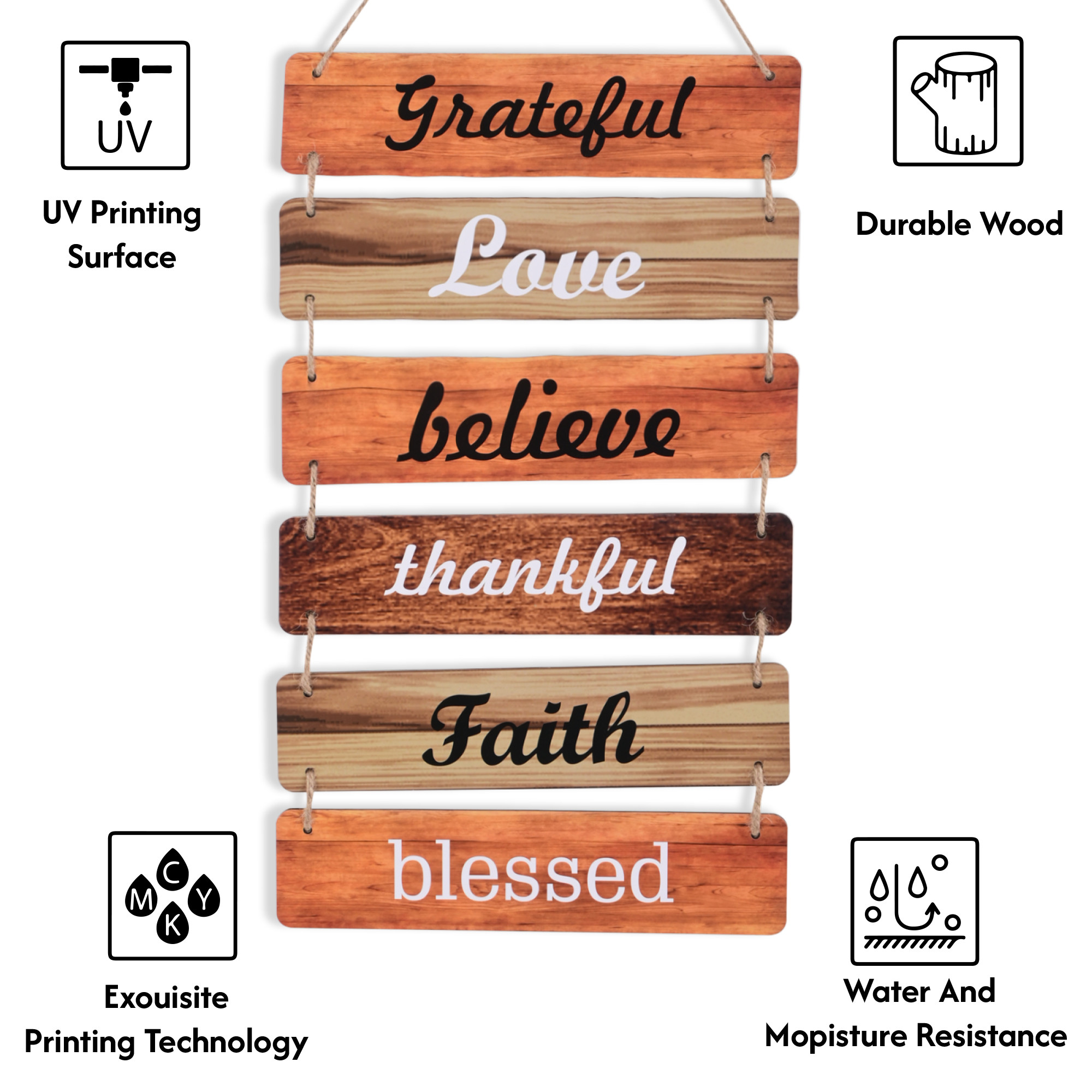 Kuber Industries 6 Layered Wooden Inspirational Quotes Wall Hanging Decoration for Living Room Bedroom  Office  Wall Art Home Decor Items for Hall Entry Door  Staircase   Multicolor