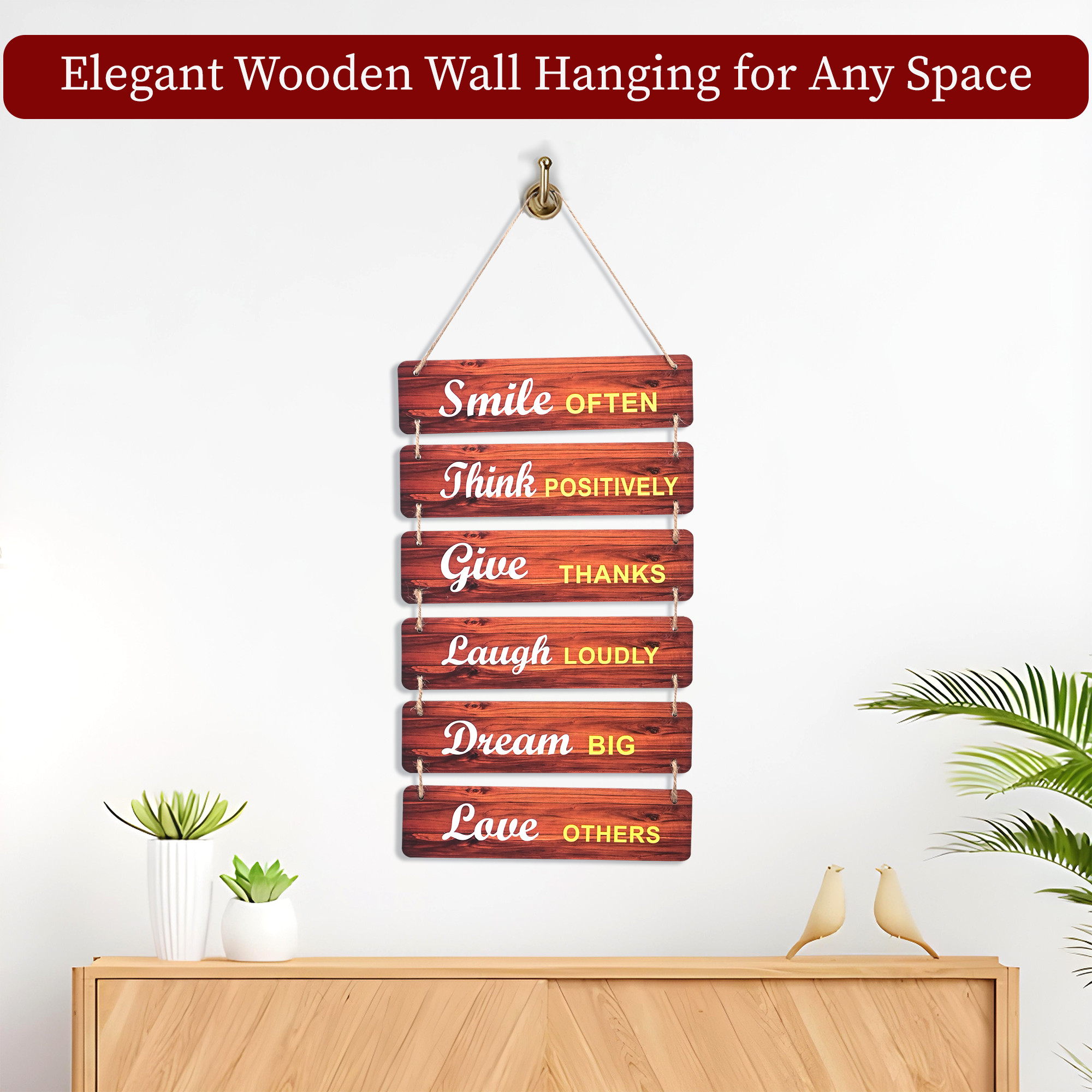Kuber Industries 6 Layered Wooden Inspirational Quotes Wall Hanging Decoration for Living Room Bedroom  Office  Wall Art Home Decor Items for Hall Entry Door  Staircase   Brown
