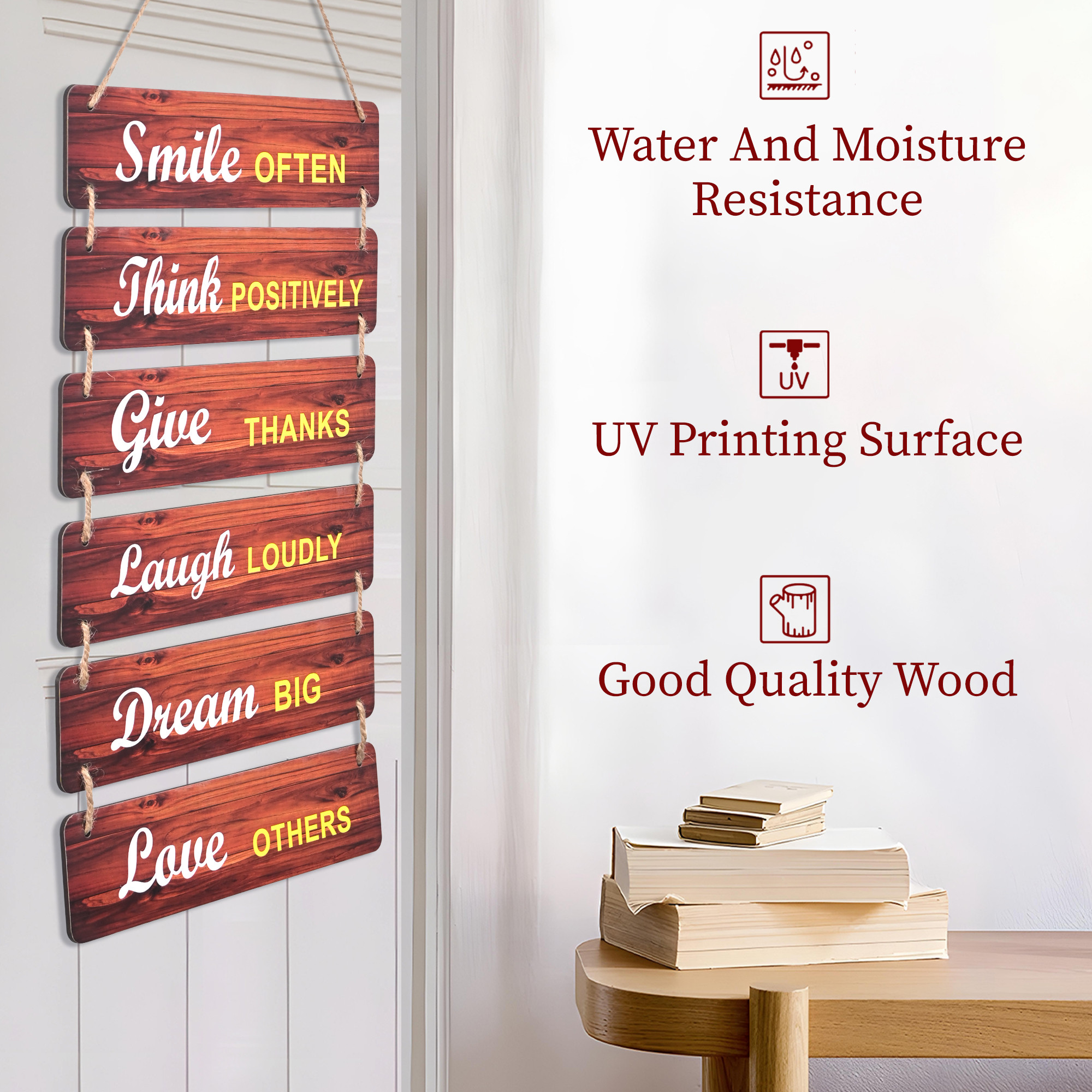 Kuber Industries 6 Layered Wooden Inspirational Quotes Wall Hanging Decoration for Living Room Bedroom  Office  Wall Art Home Decor Items for Hall Entry Door  Staircase   Brown