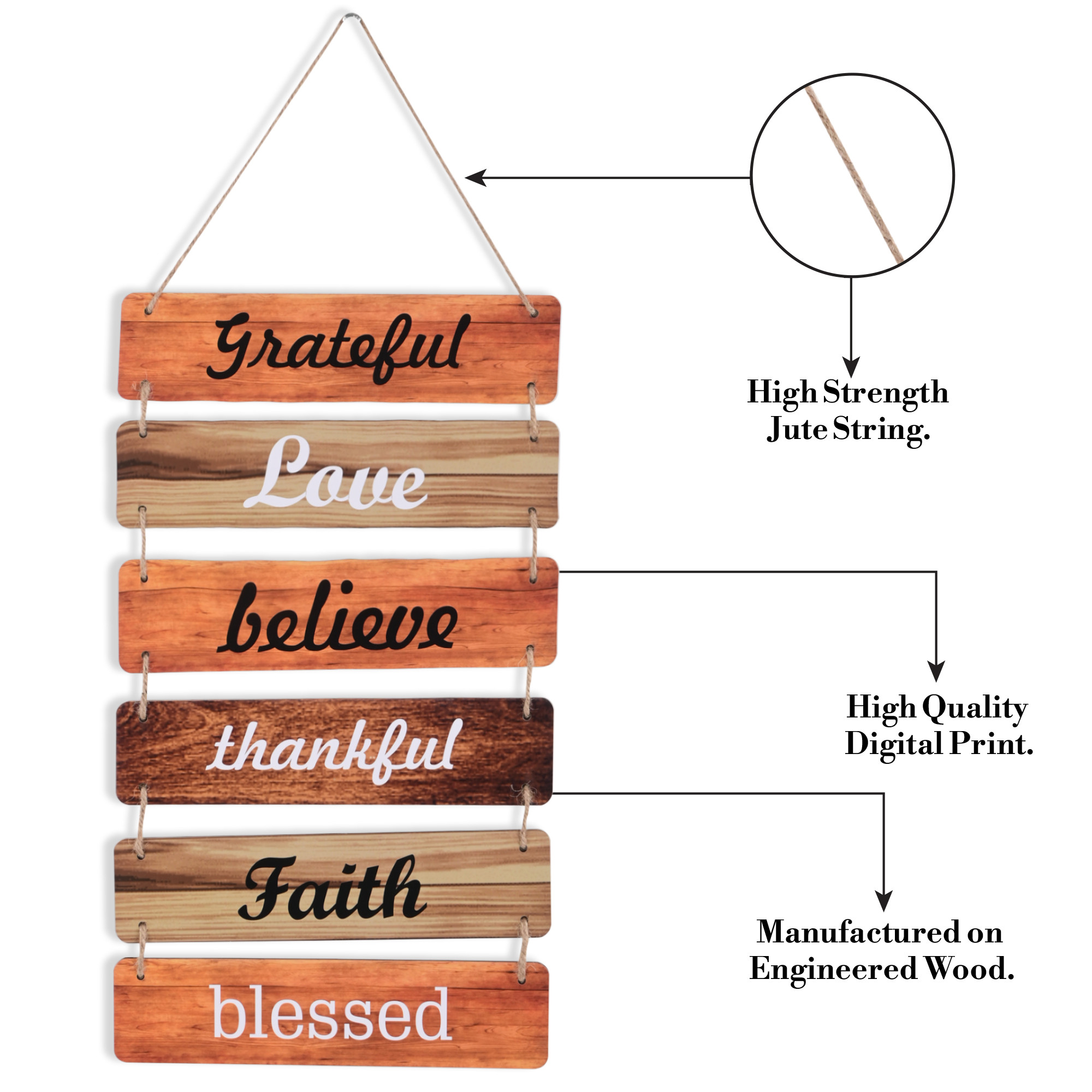 Kuber Industries 6 Layered Wooden Inspirational Quotes Wall Hanging Decoration for Living Room Bedroom  Office  Wall Art Home Decor Items for Hall Entry Door  Staircase   Multicolor